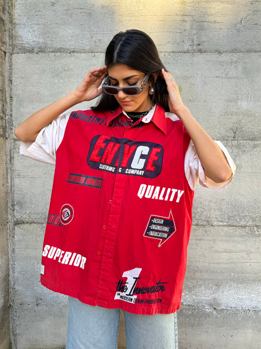 Maxi camicia ENYCE bikercore in cotone