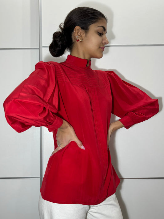 Blusa scivolata in pura seta cinese