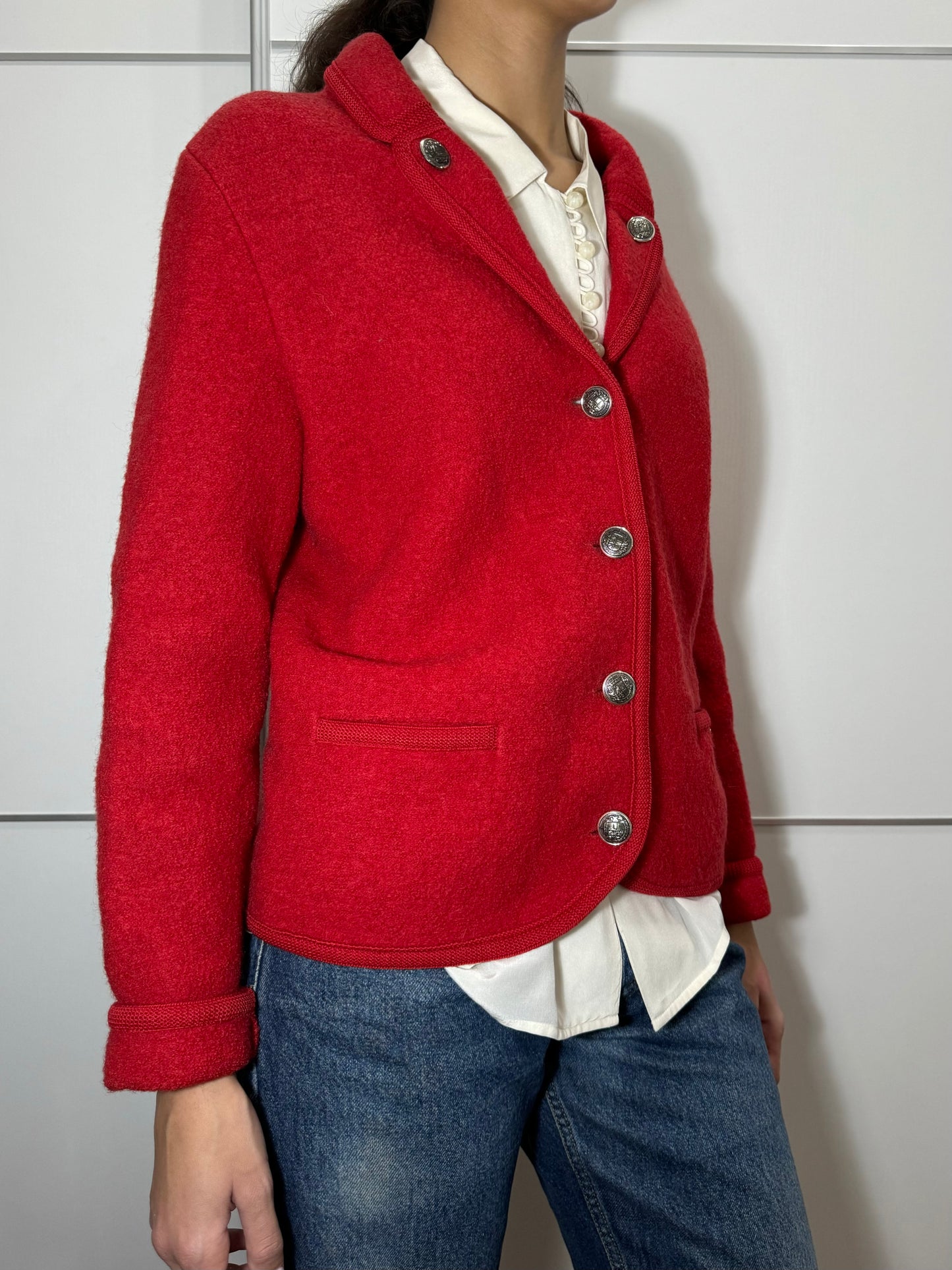 Giacchino tirolese Geiger rosso, in pura lana vergine