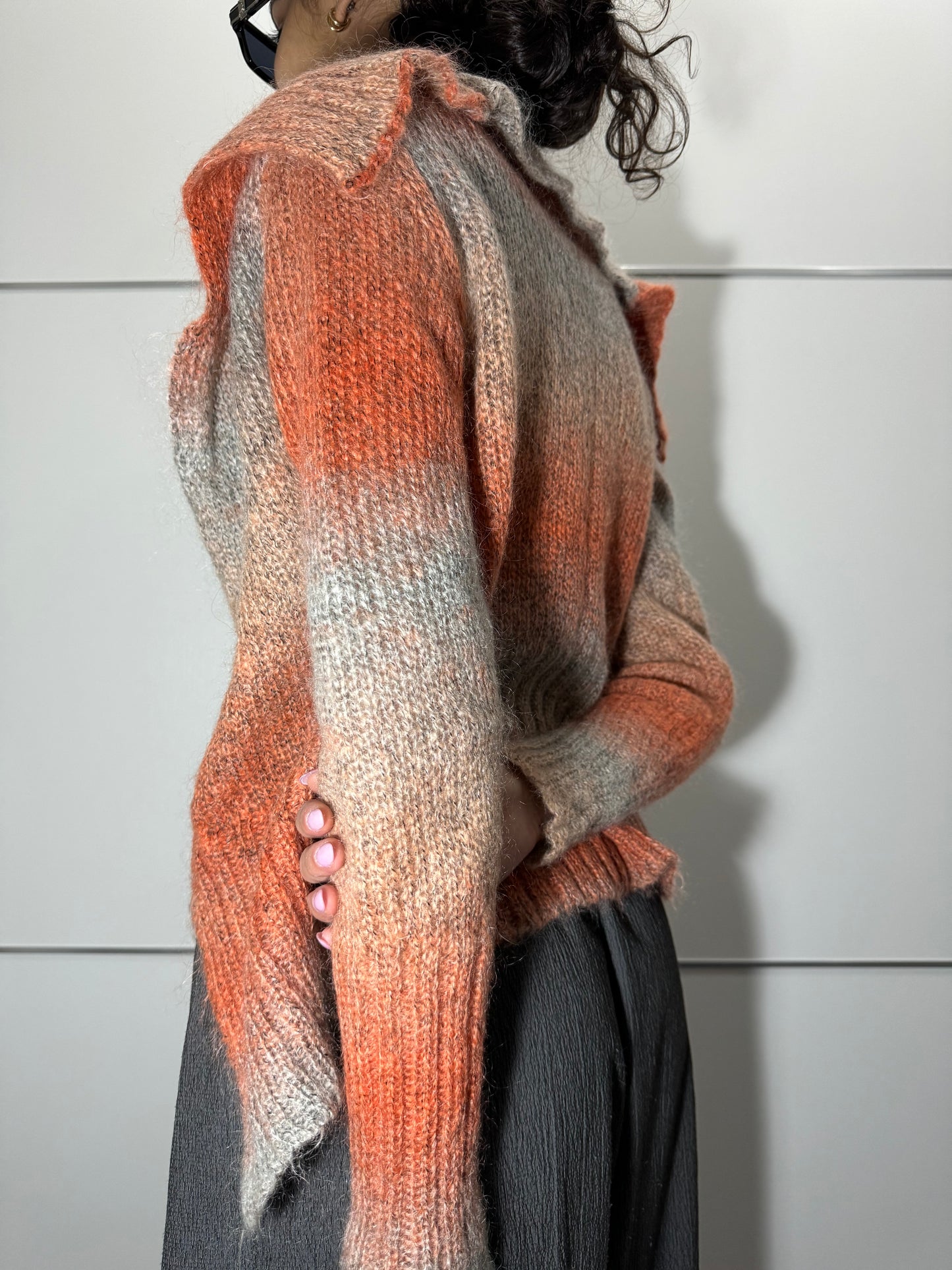 Cardigan sfumato Y2K in misto lana e mohair