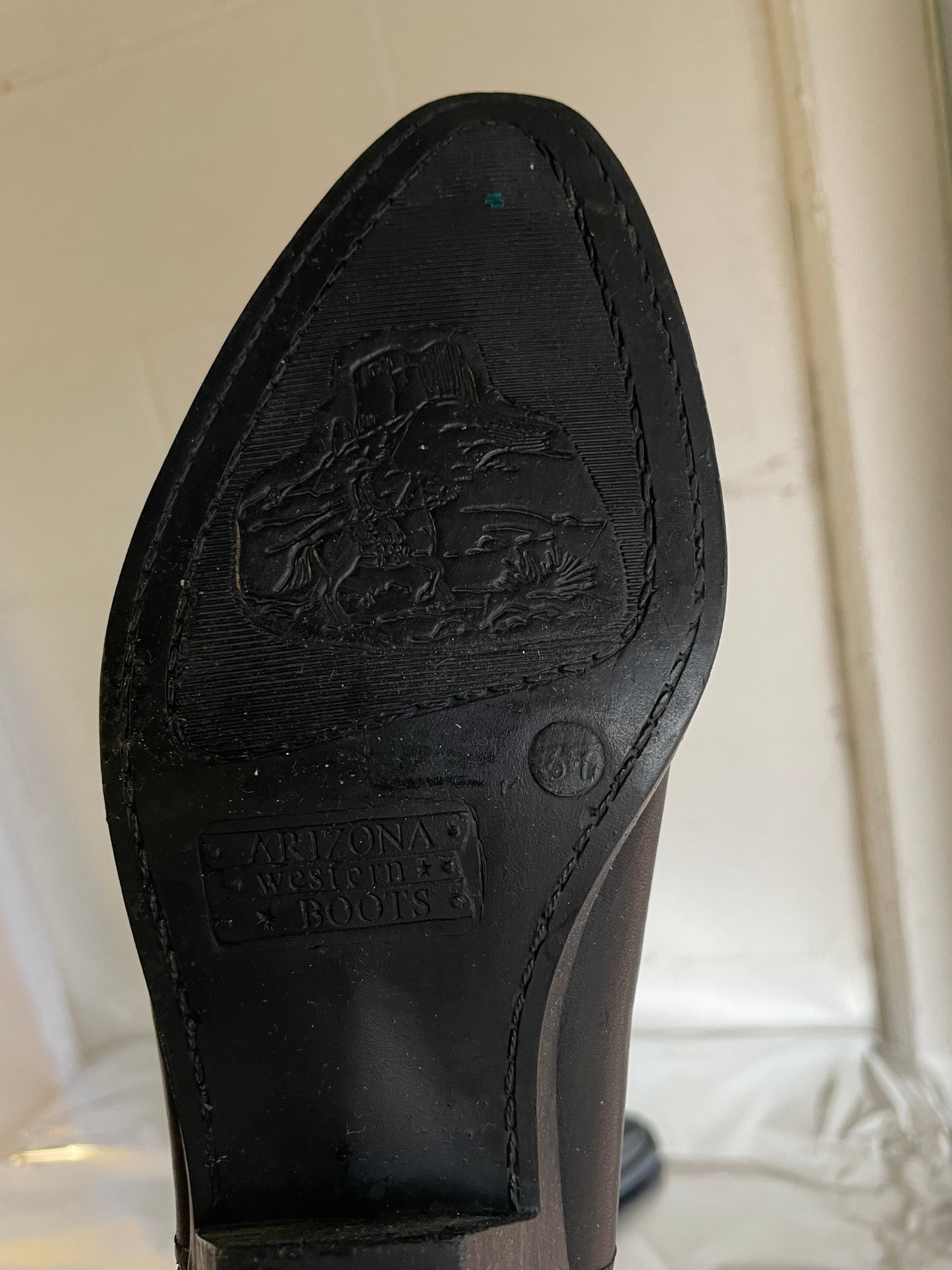 EU 37 - Original Arizona Western Boots, neri, vera pelle, pari a nuovo!