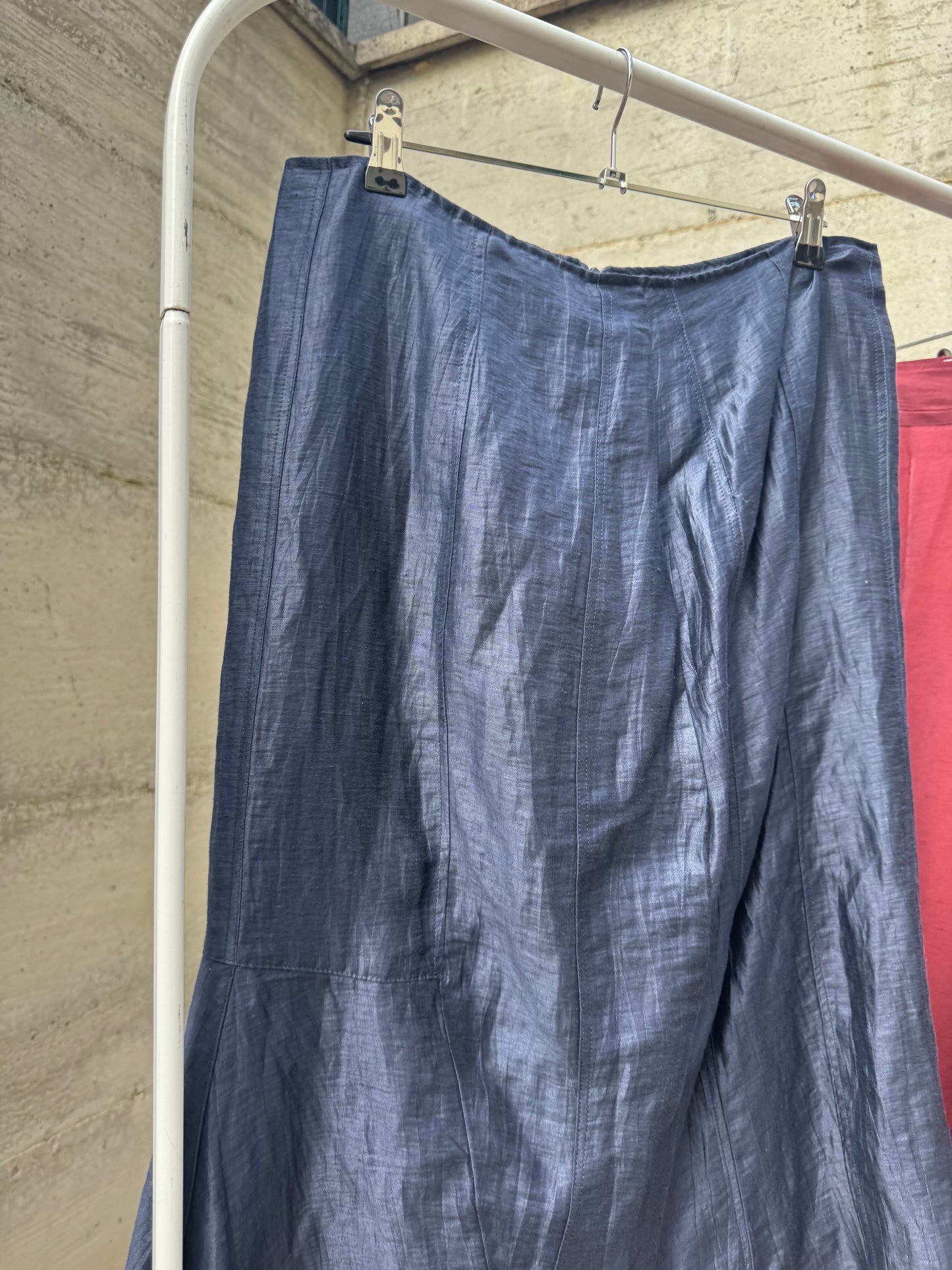 Gonna midi in 100% lino lavorato, taglia M