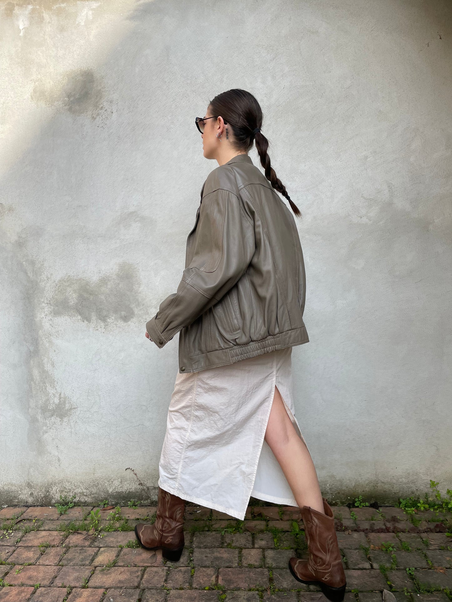 Bomber in nappa tortora