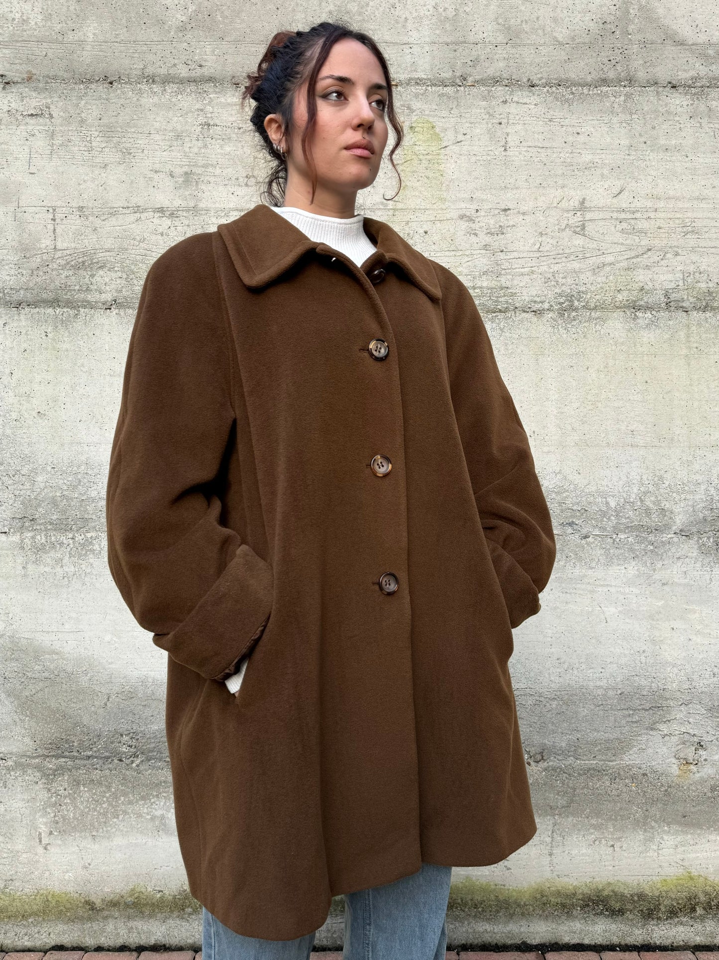 Cappotto sartoriale cioccolato in pura lana vergine superfine