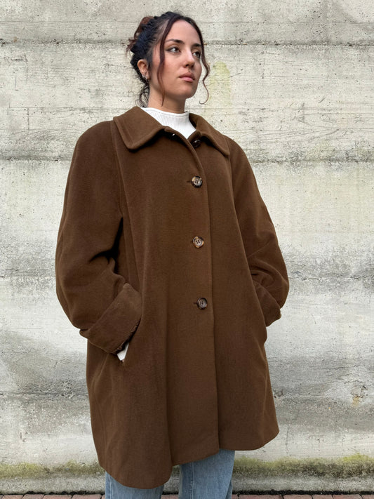 Cappotto sartoriale cioccolato in pura lana vergine superfine
