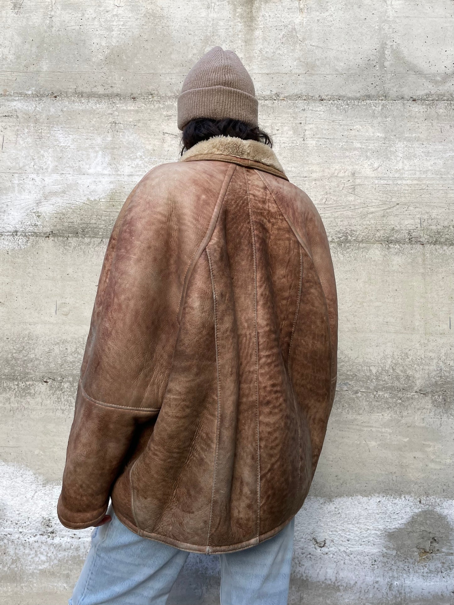 Montone donna originale Shearling 80s in nappa sfumata