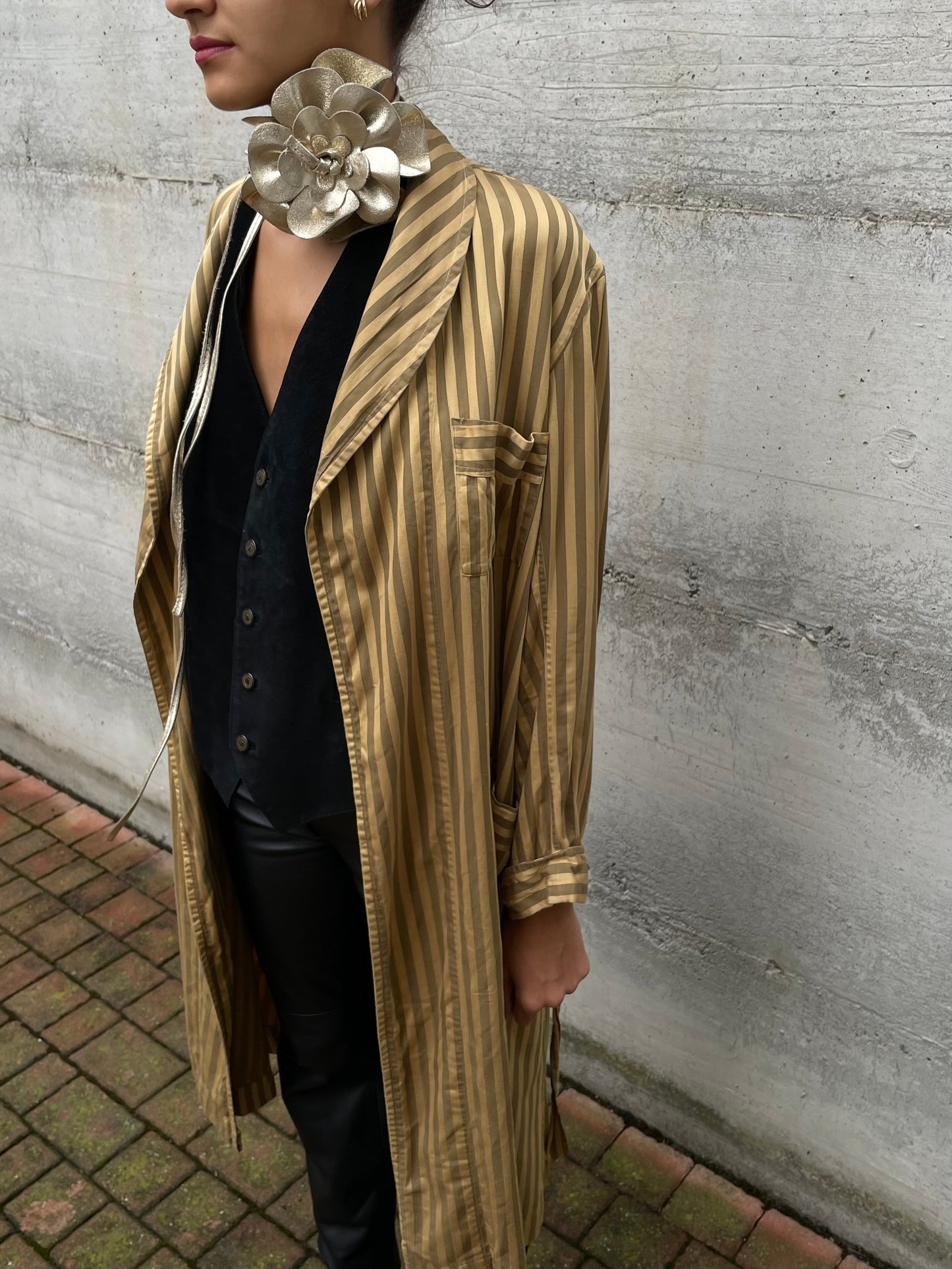 Vestaglia sartoriale in seta striped - taglia unica