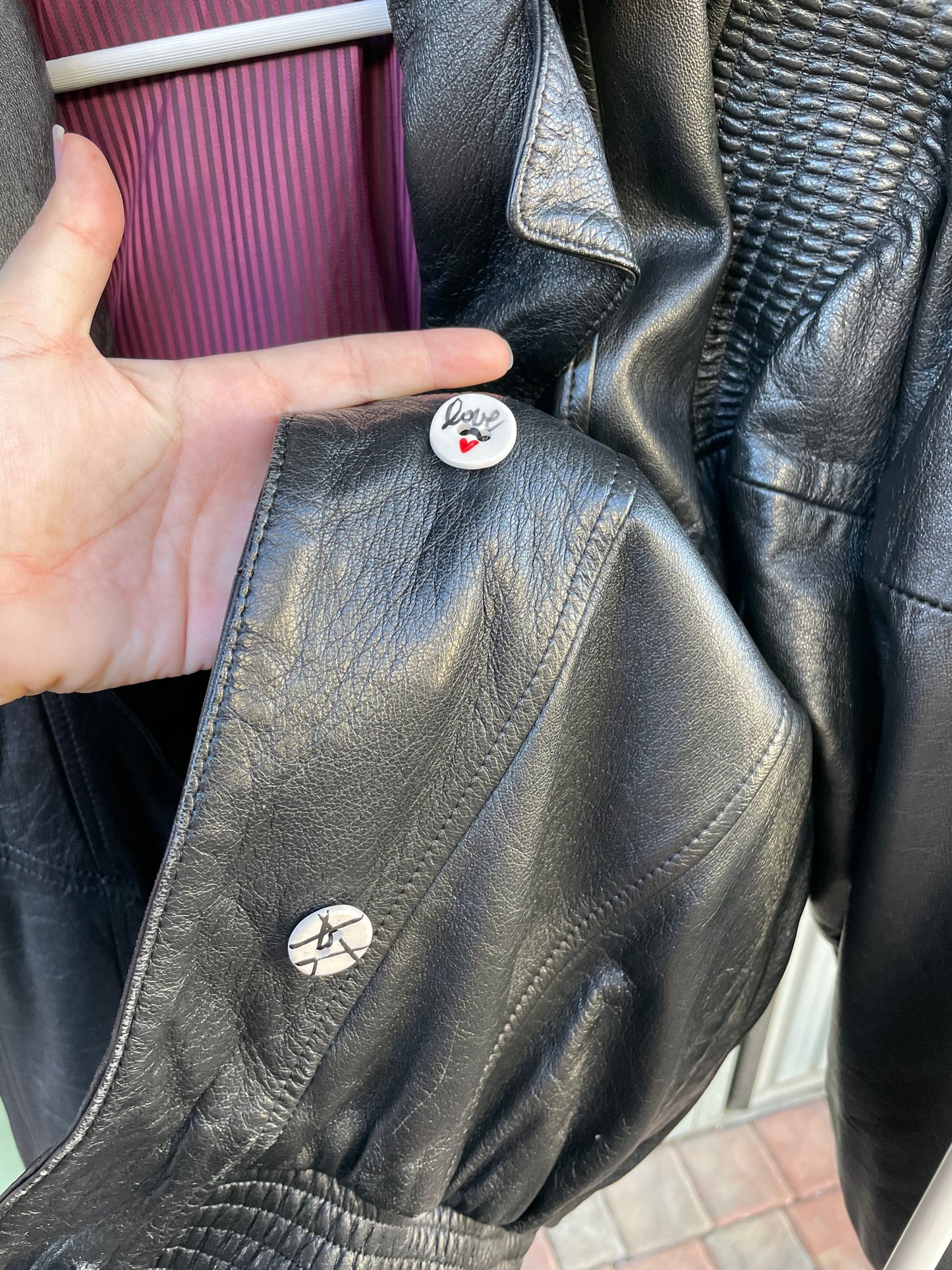 Bomber 80s lavorato in vera pelle nero