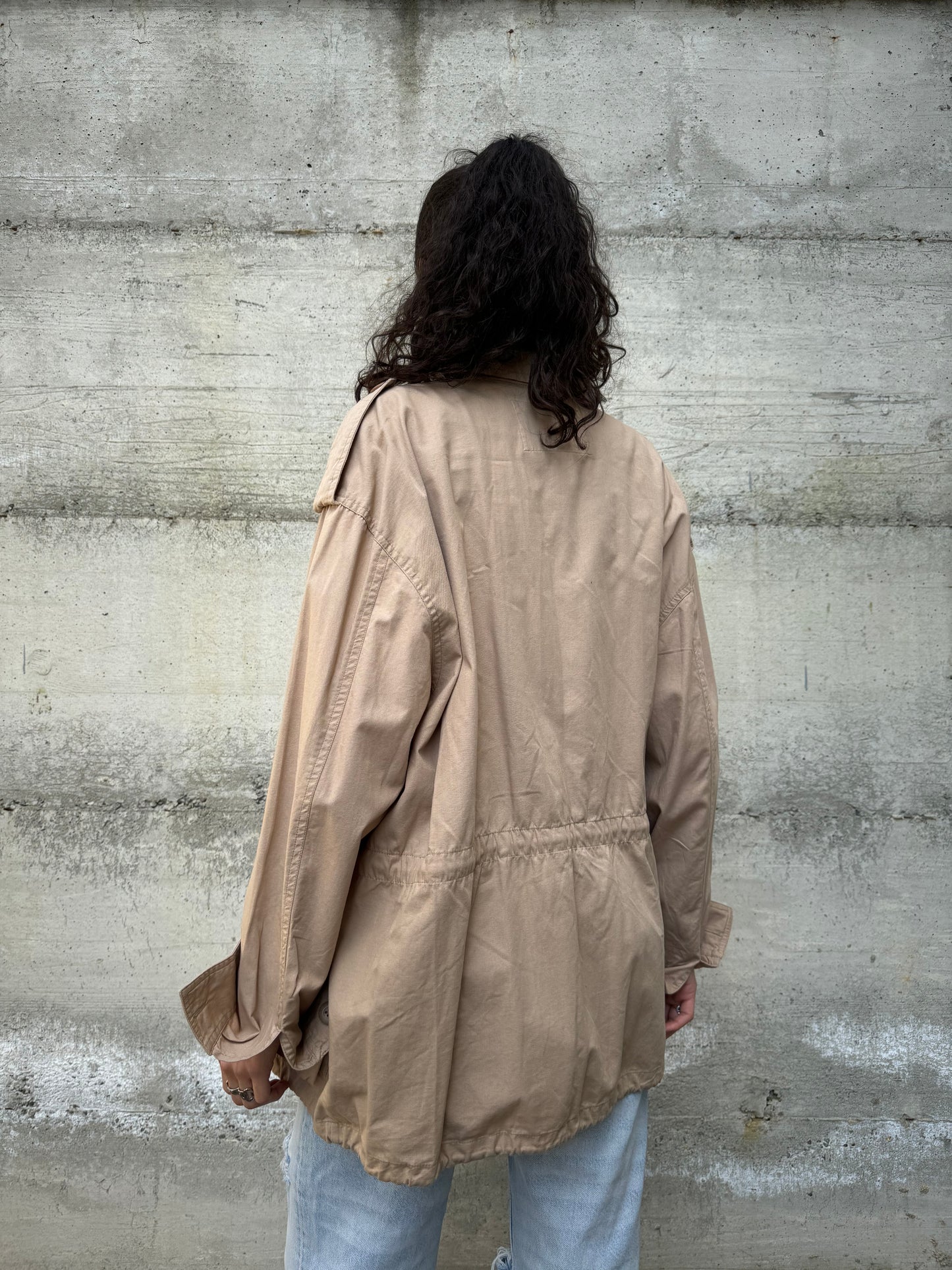 Overshirt cargo beige in cotone