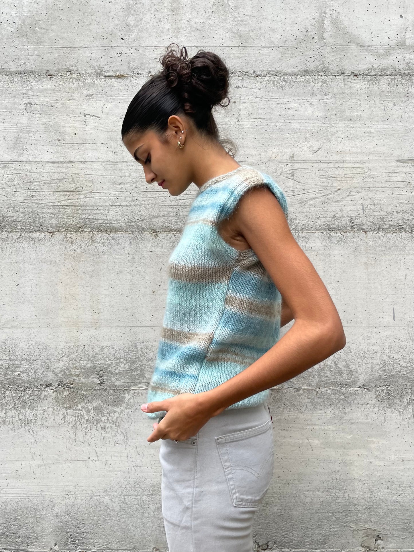 Gilet striped handmade in lana - taglia M