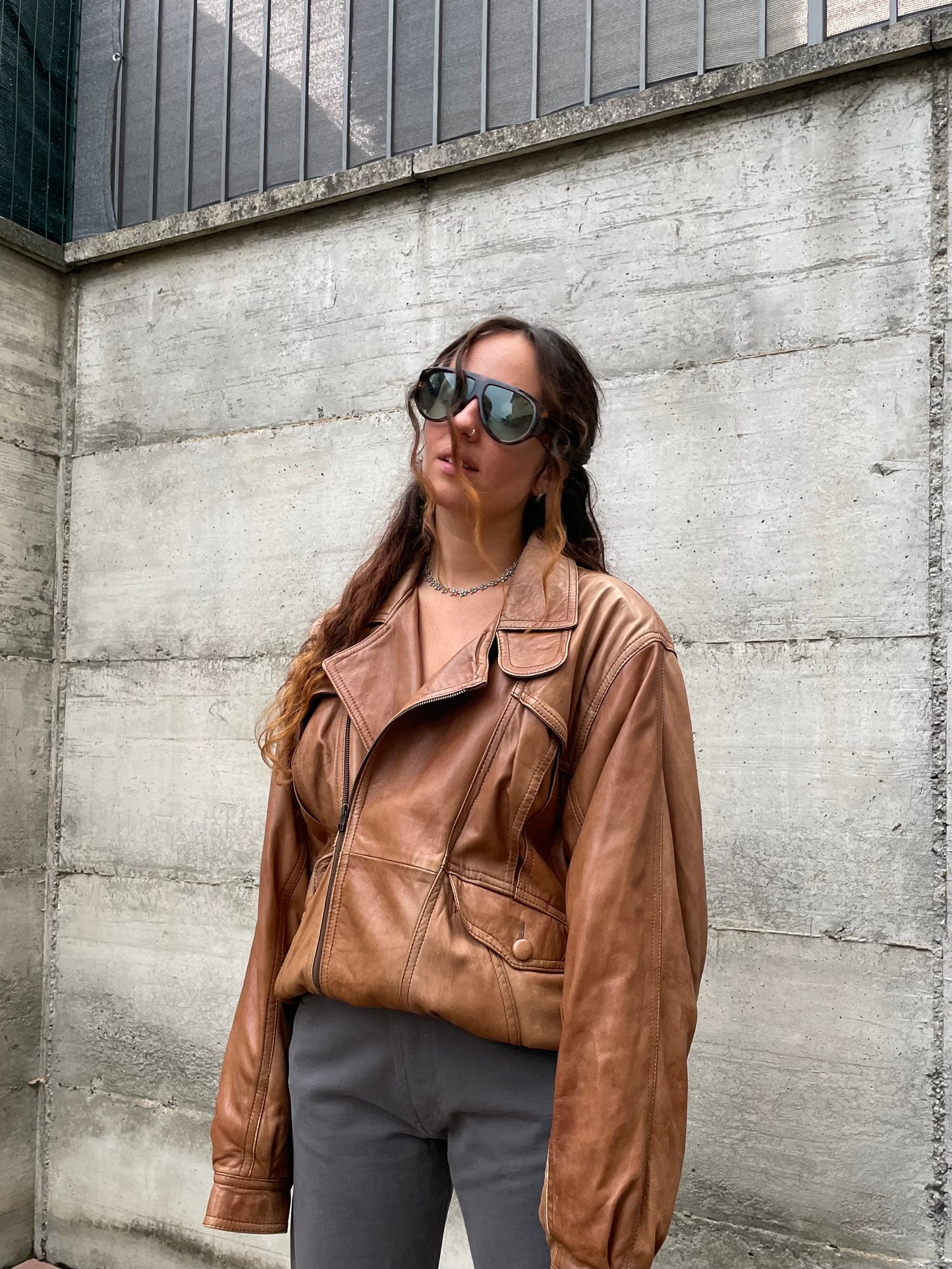 Bomber vera pelle ruggine - taglia L uomo