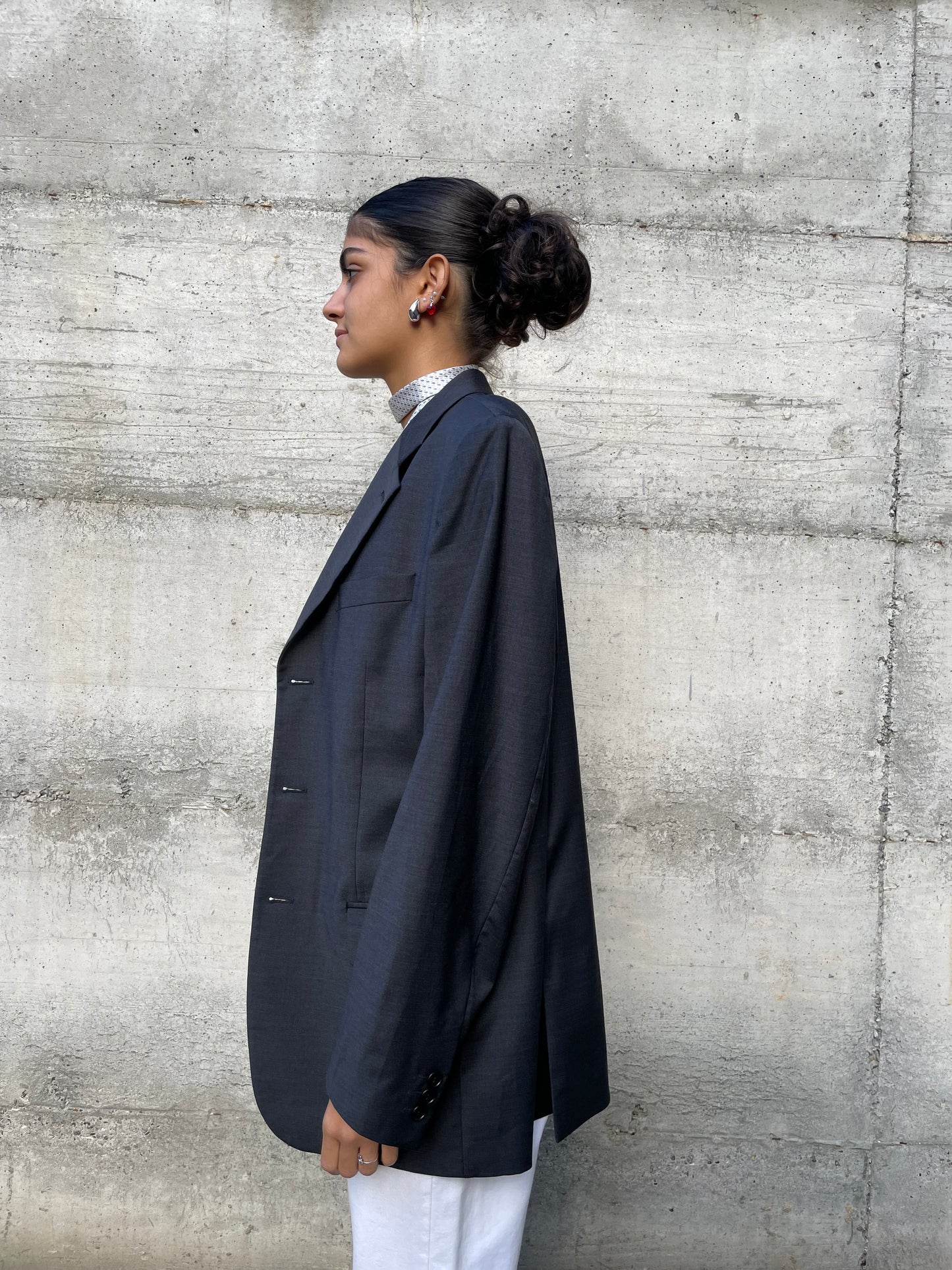 Blazer oversize in fresco lana grigio scuro - taglia M uomo