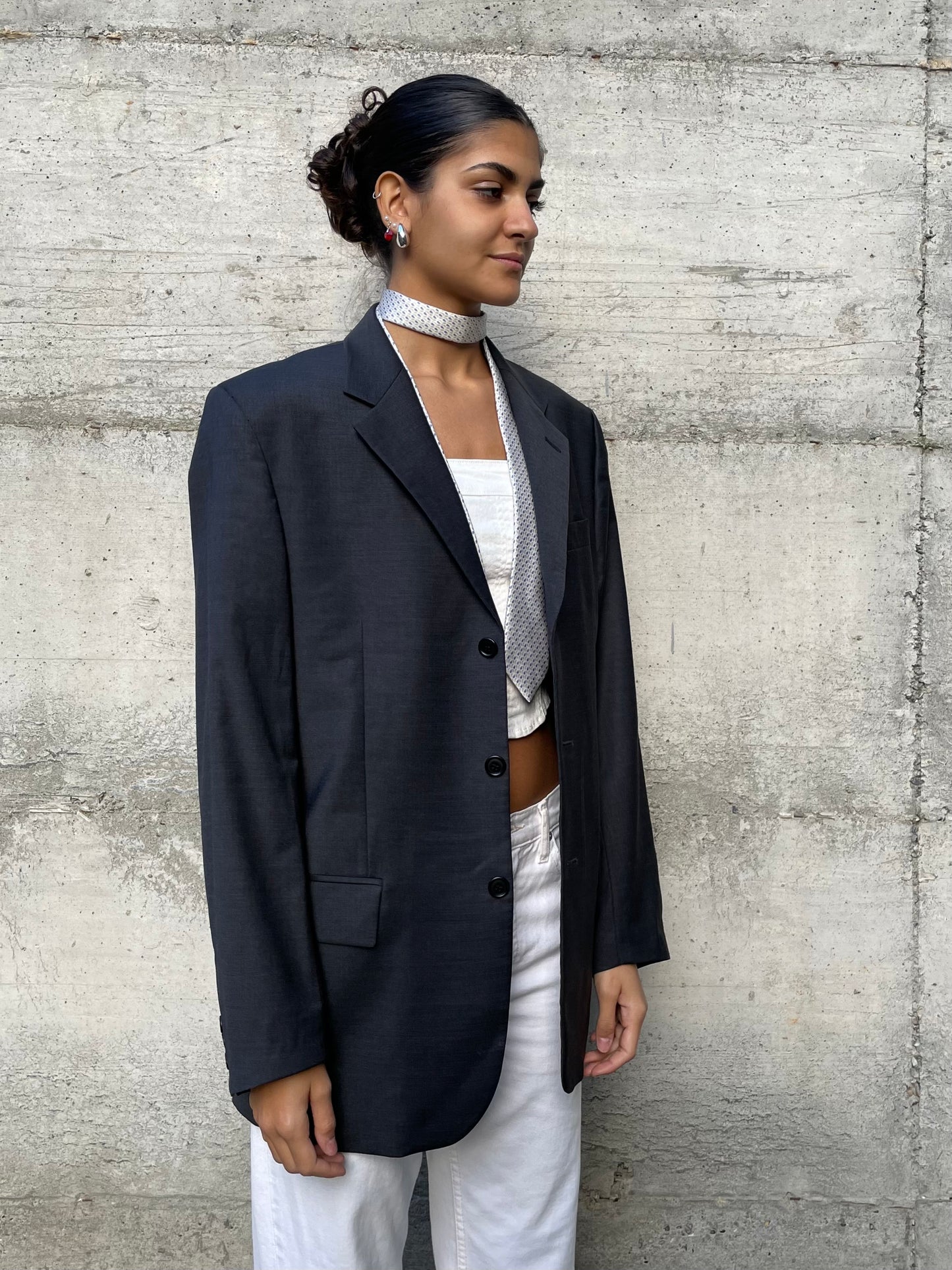 Blazer oversize in fresco lana grigio scuro - taglia M uomo