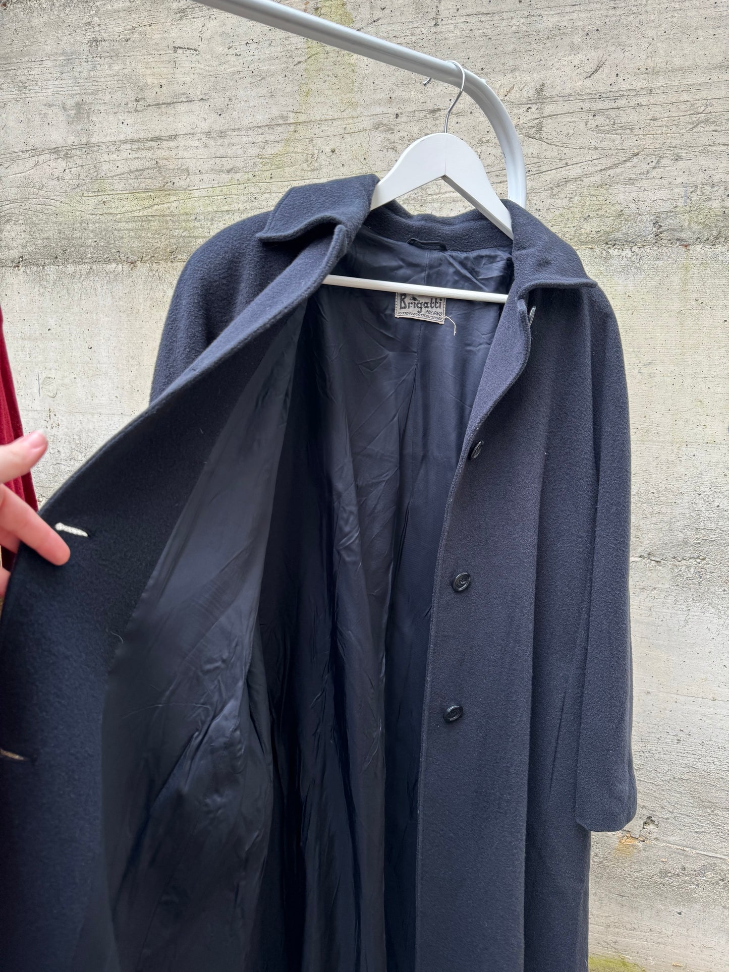 Cappotto monopetto sartoriale blu notte in misto lana vergine e cashmere