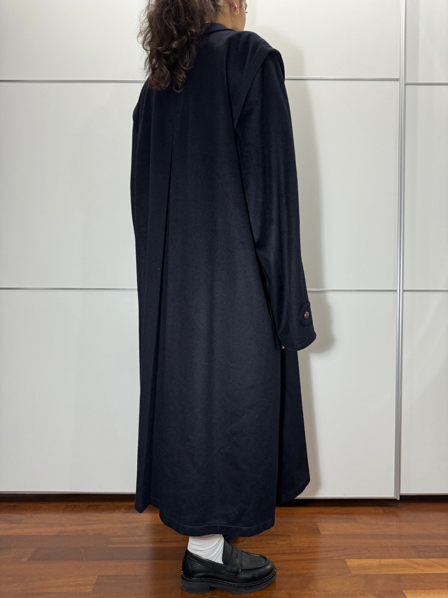 Classico cappotto Loden blu notte in misto lana vergine e alpaca