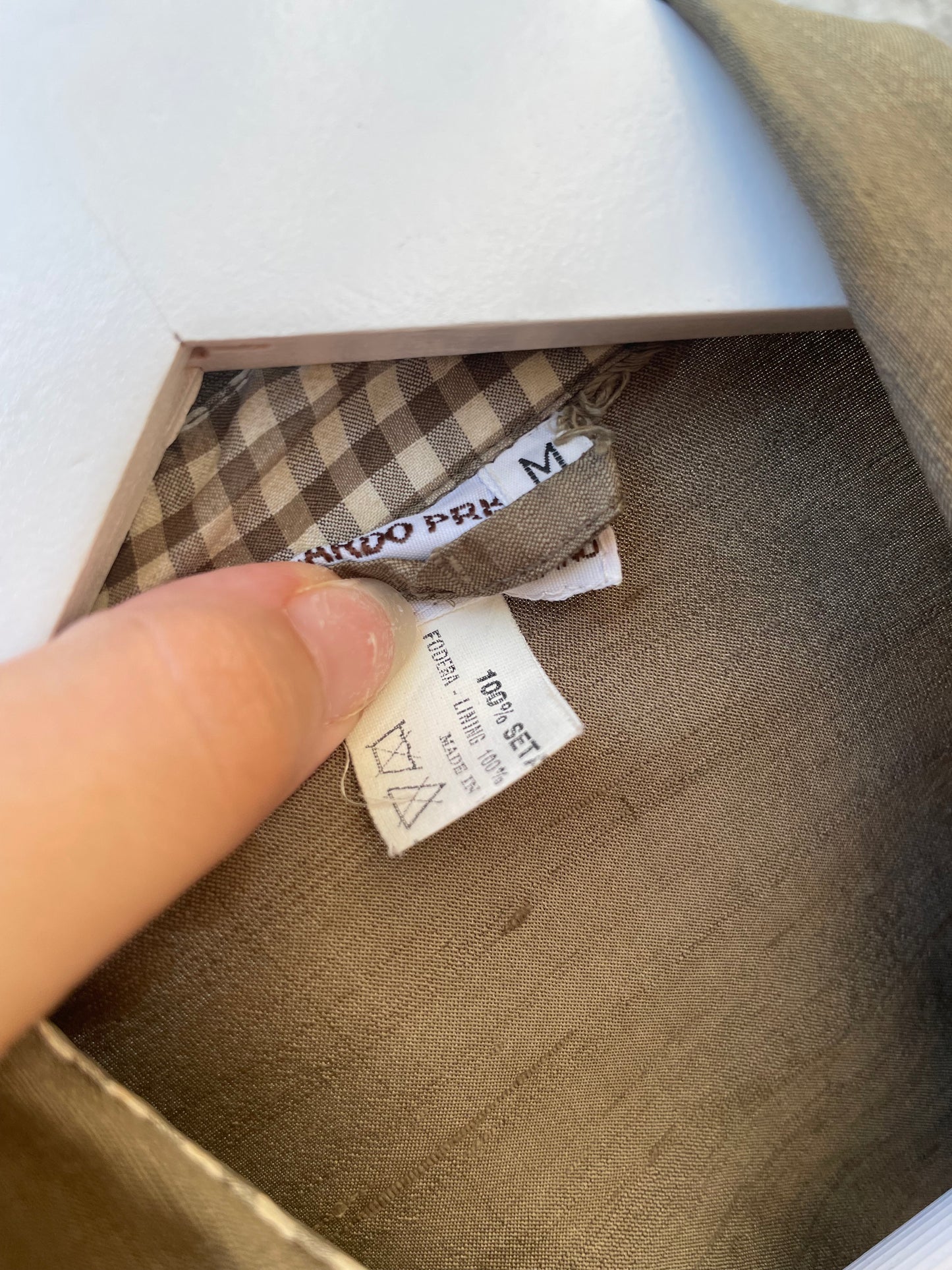 Chemisier midi 100% shantung di seta verde oliva - taglia M