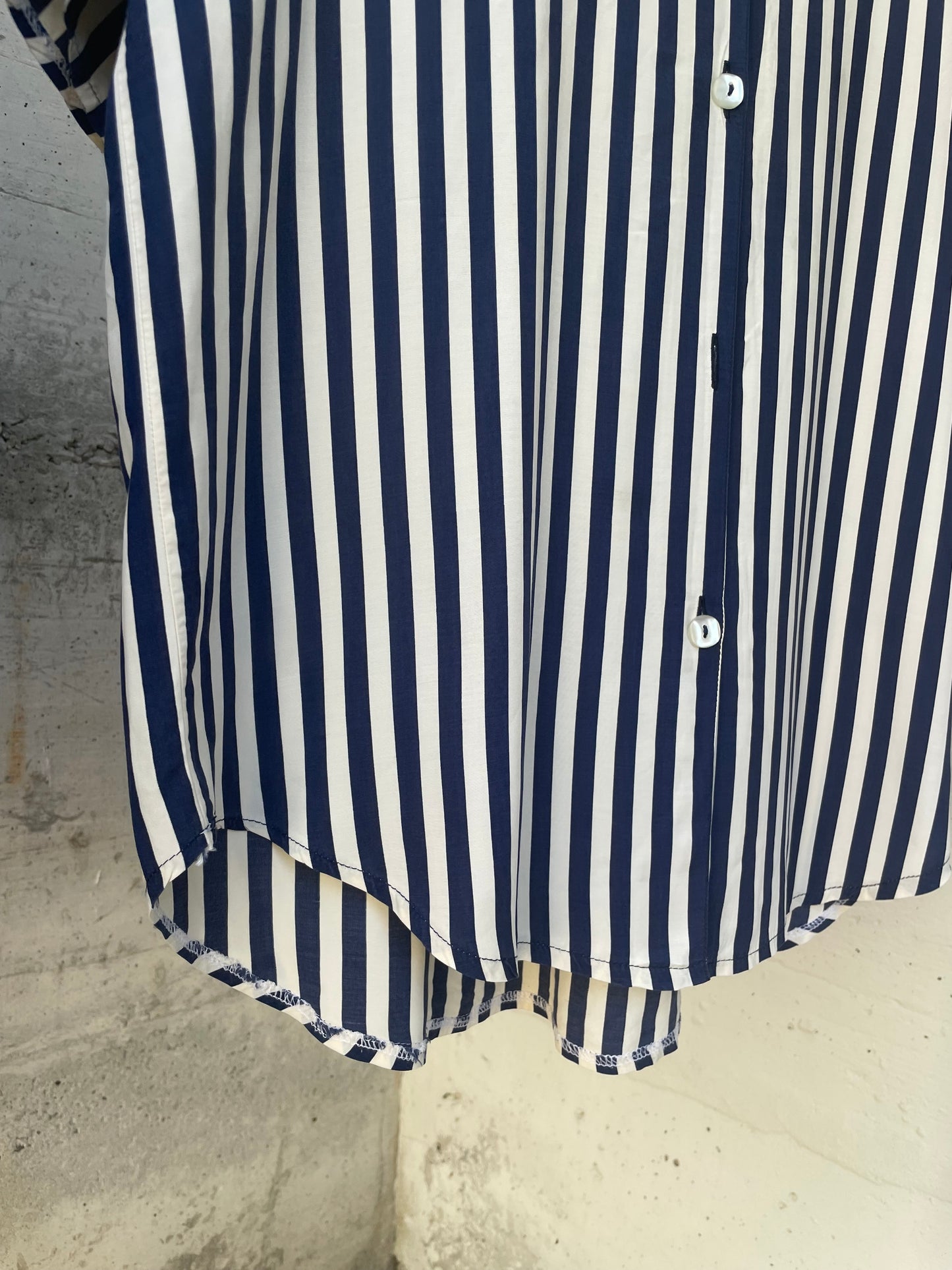 Camicetta sartoriale a righe bianca e blu, 100% viscosa, taglia L