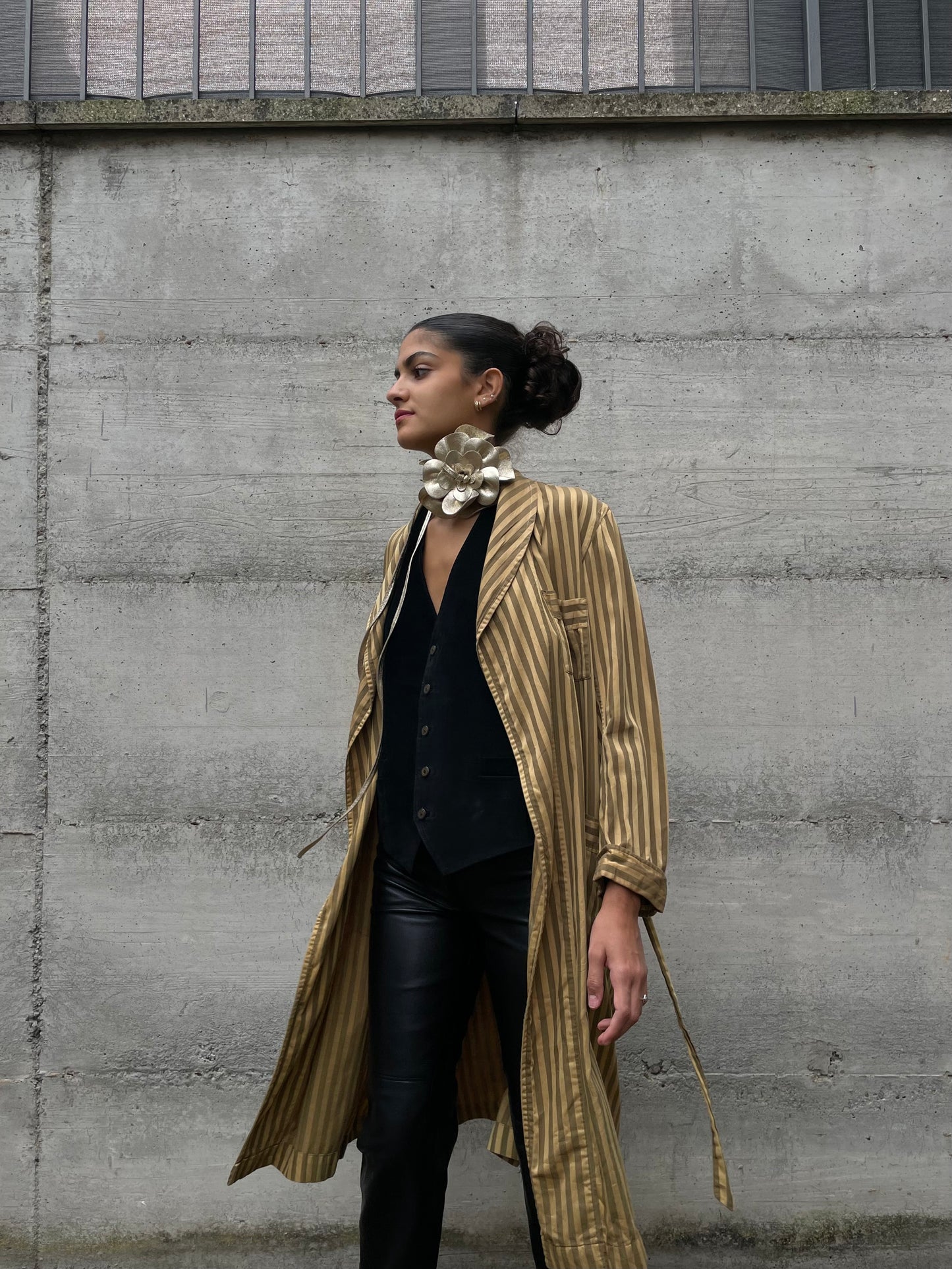 Vestaglia sartoriale in seta striped - taglia unica