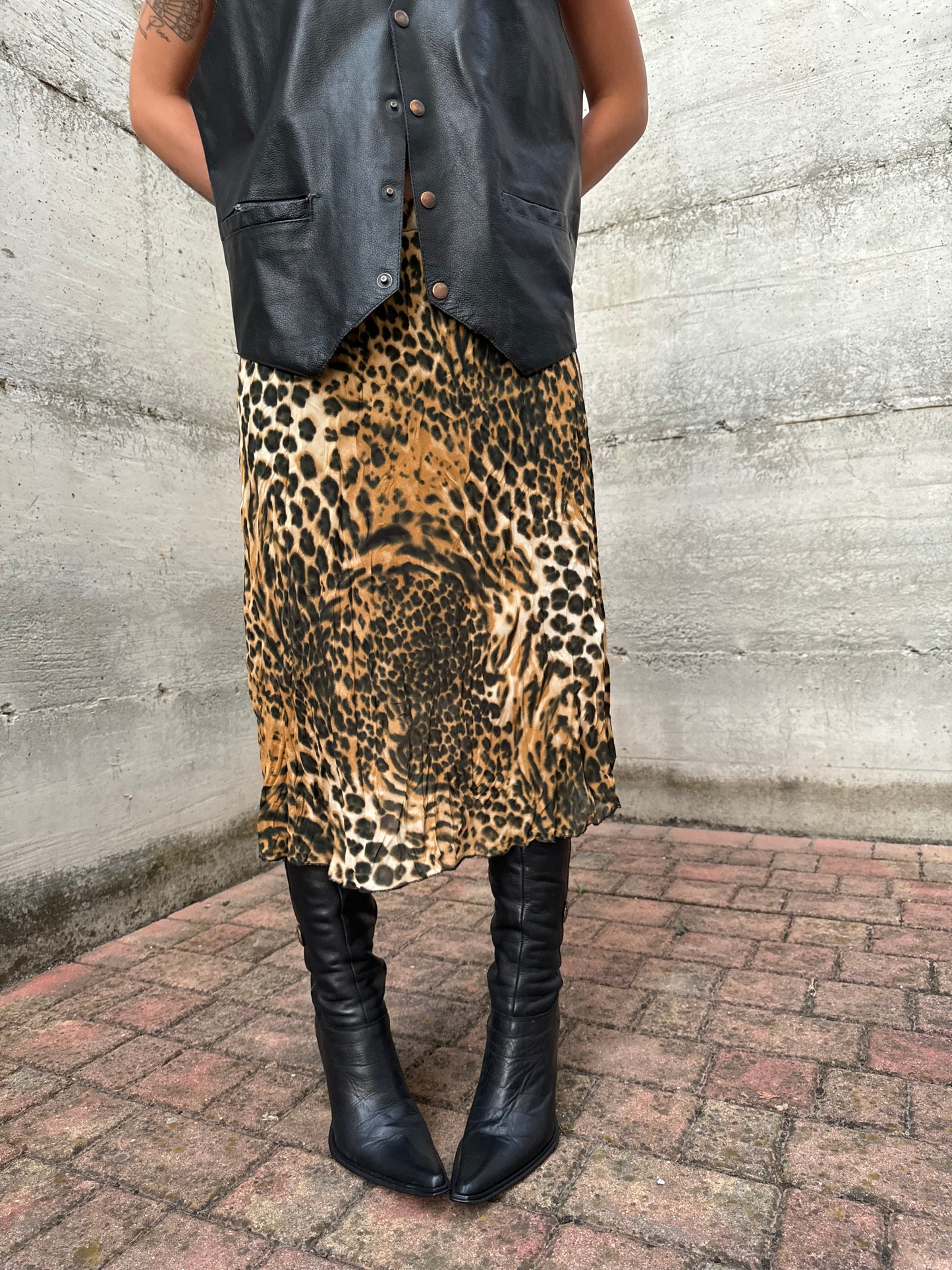 Gonna Y2K leo in crepe di viscosa