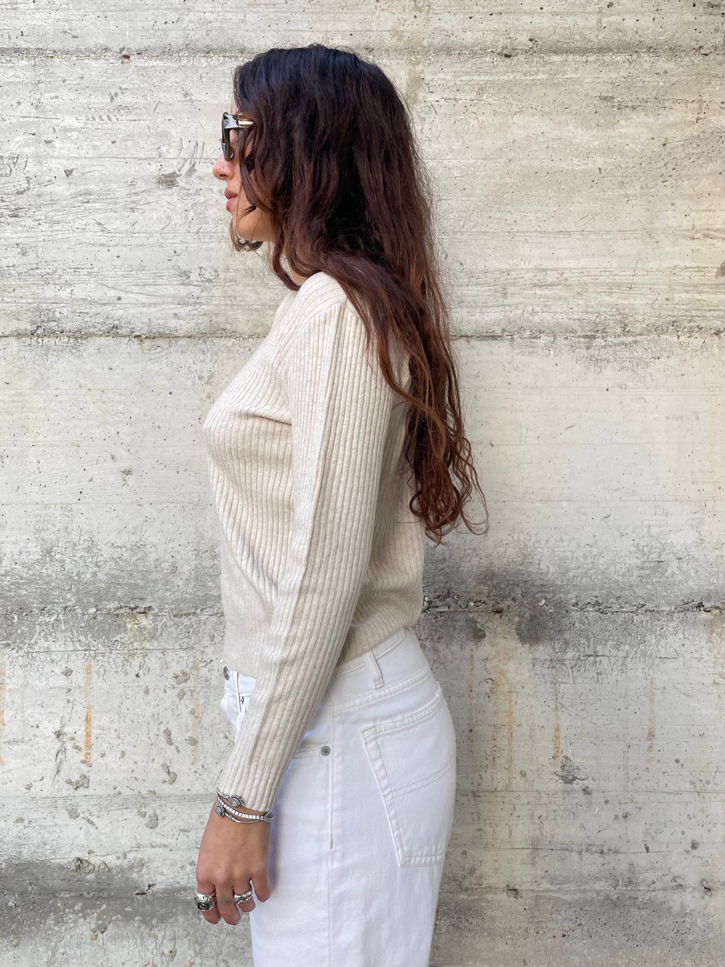 Maglioncino sabbia 100% cashmere