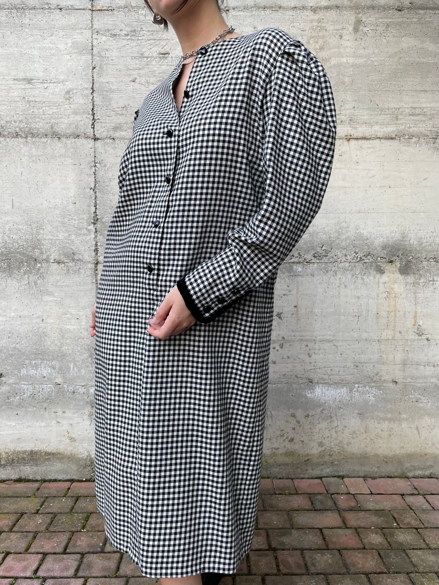 Vestito midi vichy bianco e nero Luisa Spagnoli - M/L