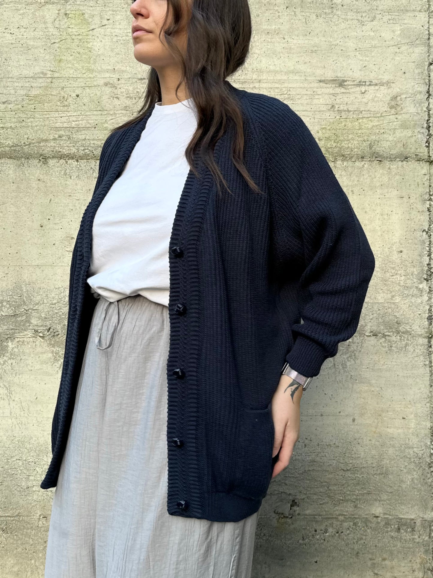 Cardigan donna tricot blu notte