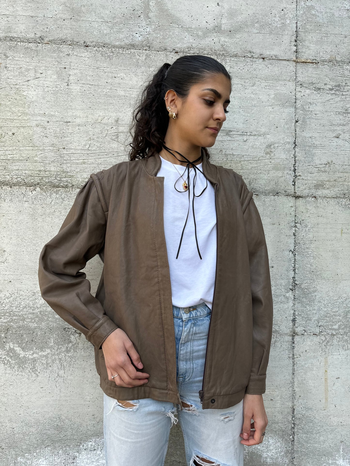 Bomberino donna liscio in vera pelle nappata