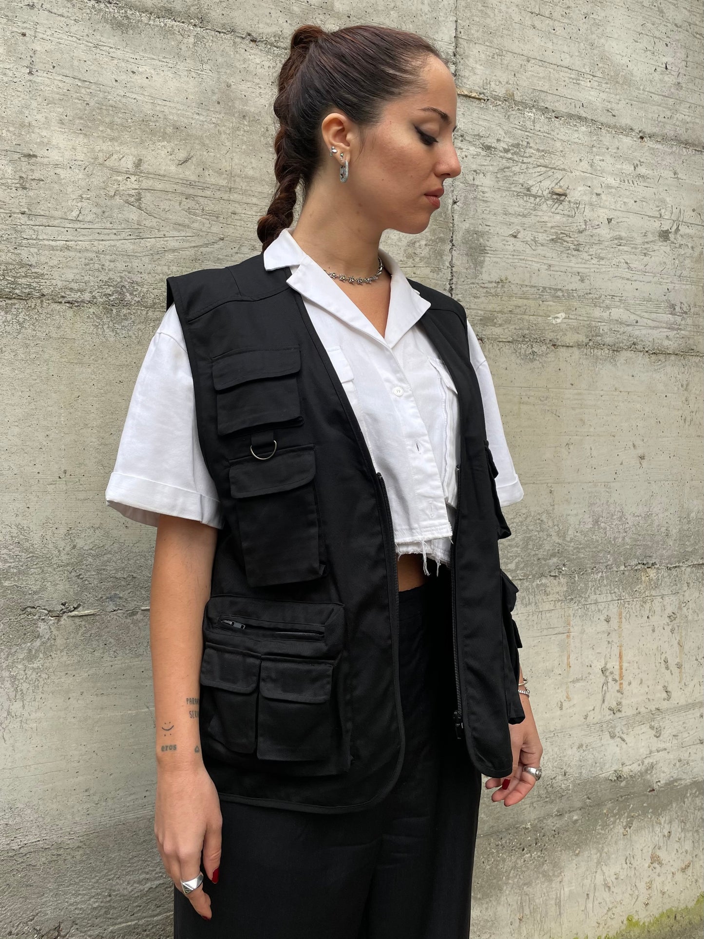 Gilet cargo multipocket nero