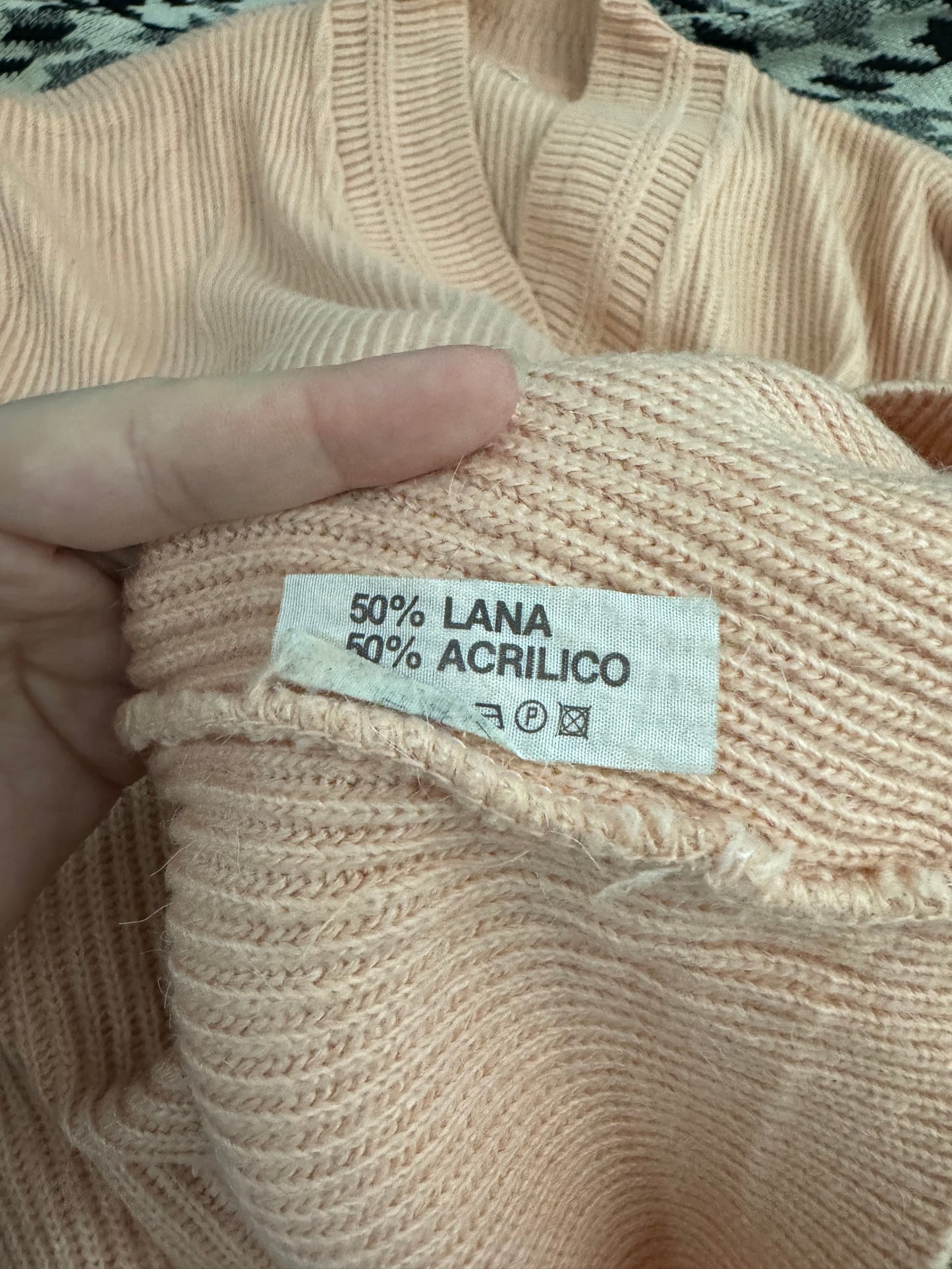 Pullover tricot in misto lana rosa confetto