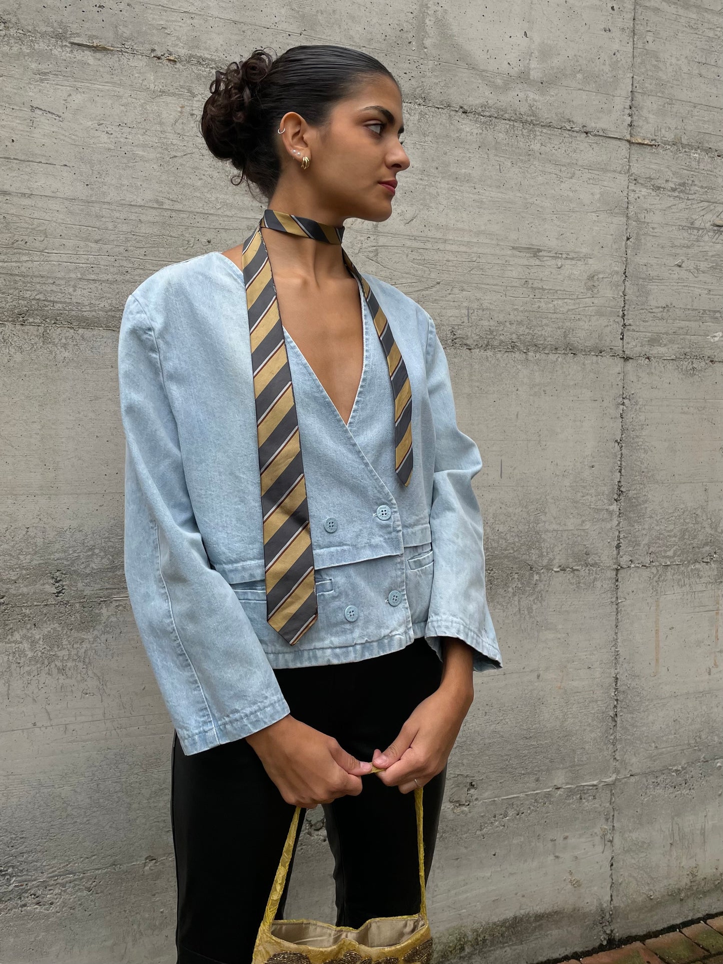 Giacchina denim cropped lavaggio chiaro 100% cotone - taglia M