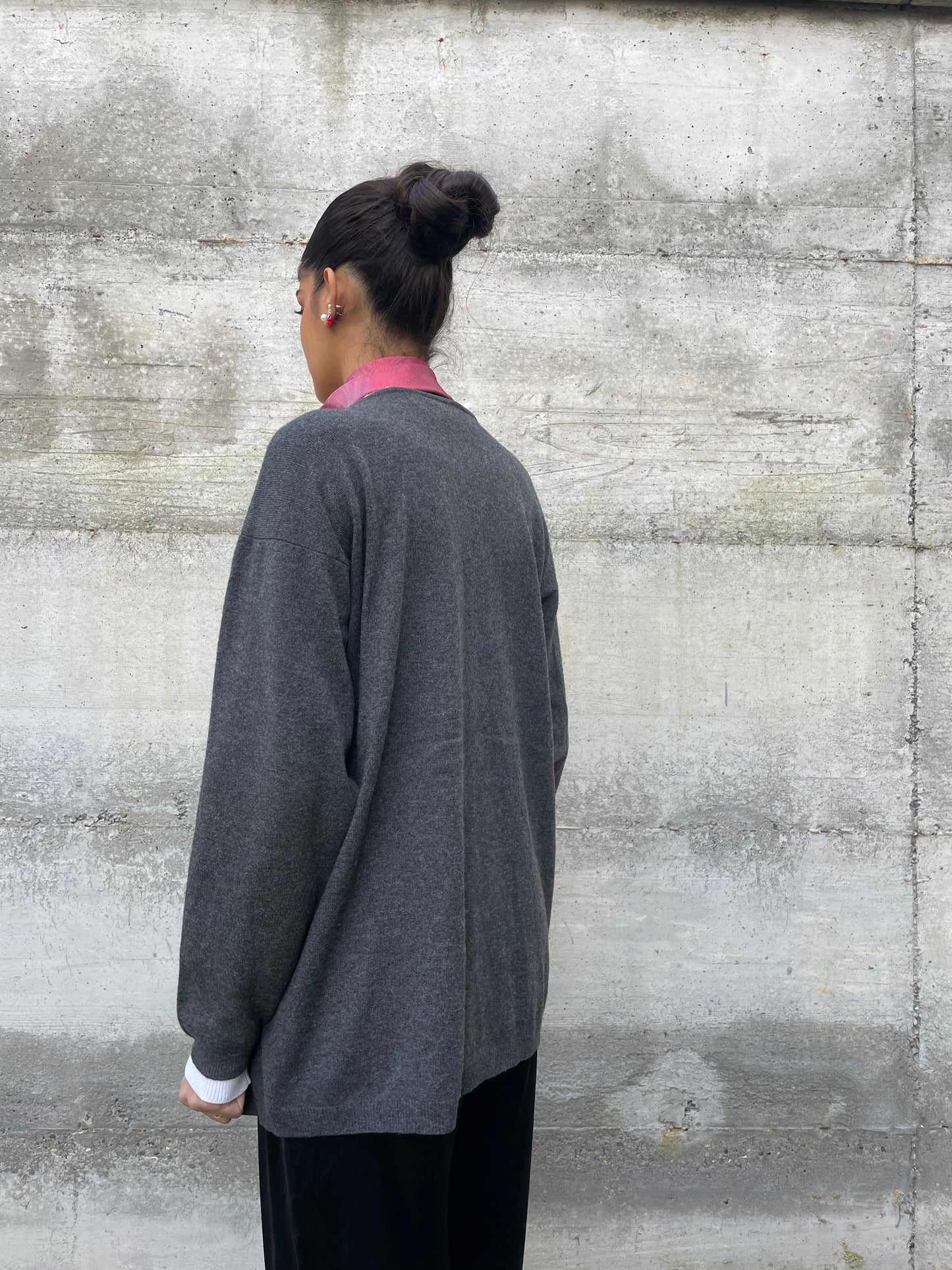 Cardigan sartoriale grigio 100% cashmere