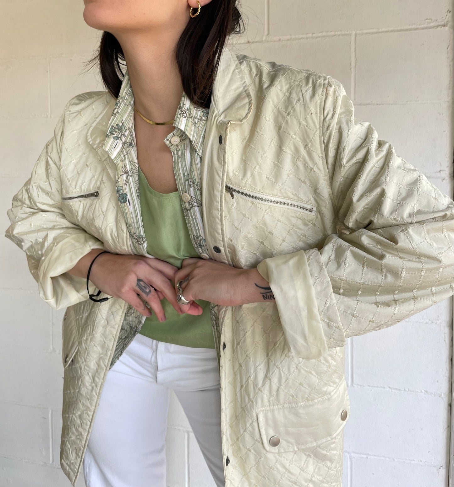 Giacca leggera trapuntata misto cotone avorio - Andrea Marè