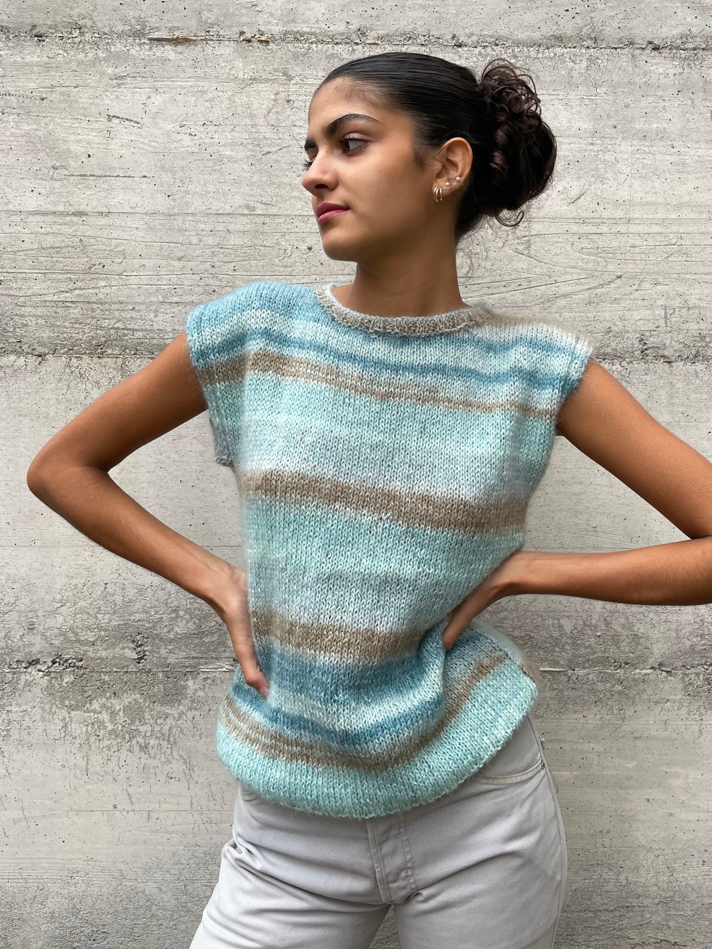 Gilet striped handmade in lana - taglia M