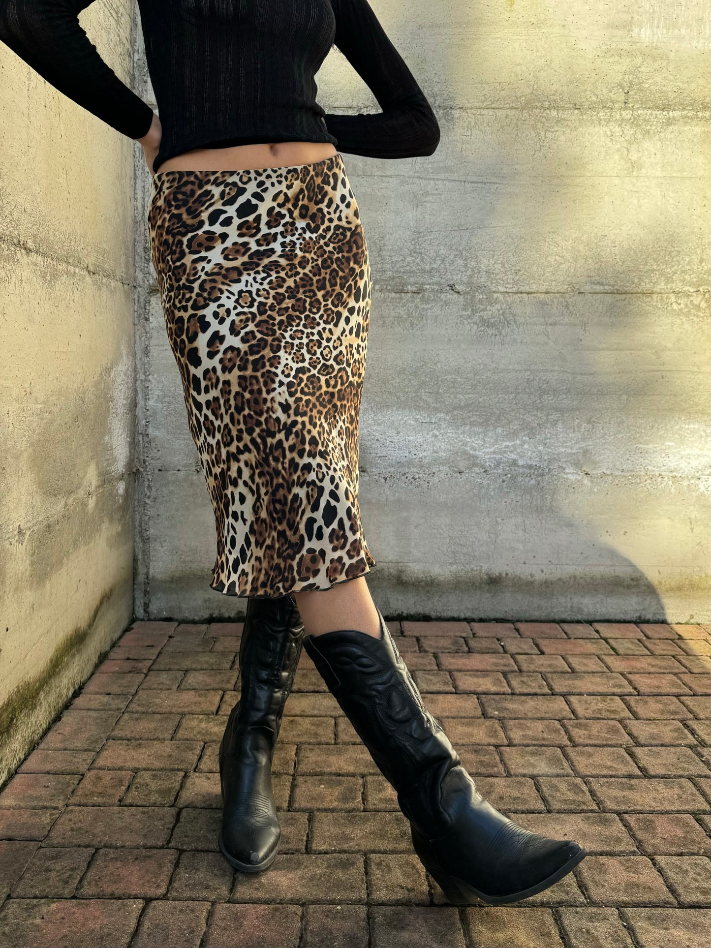 Gonna midi Y2K animalier in viscosa