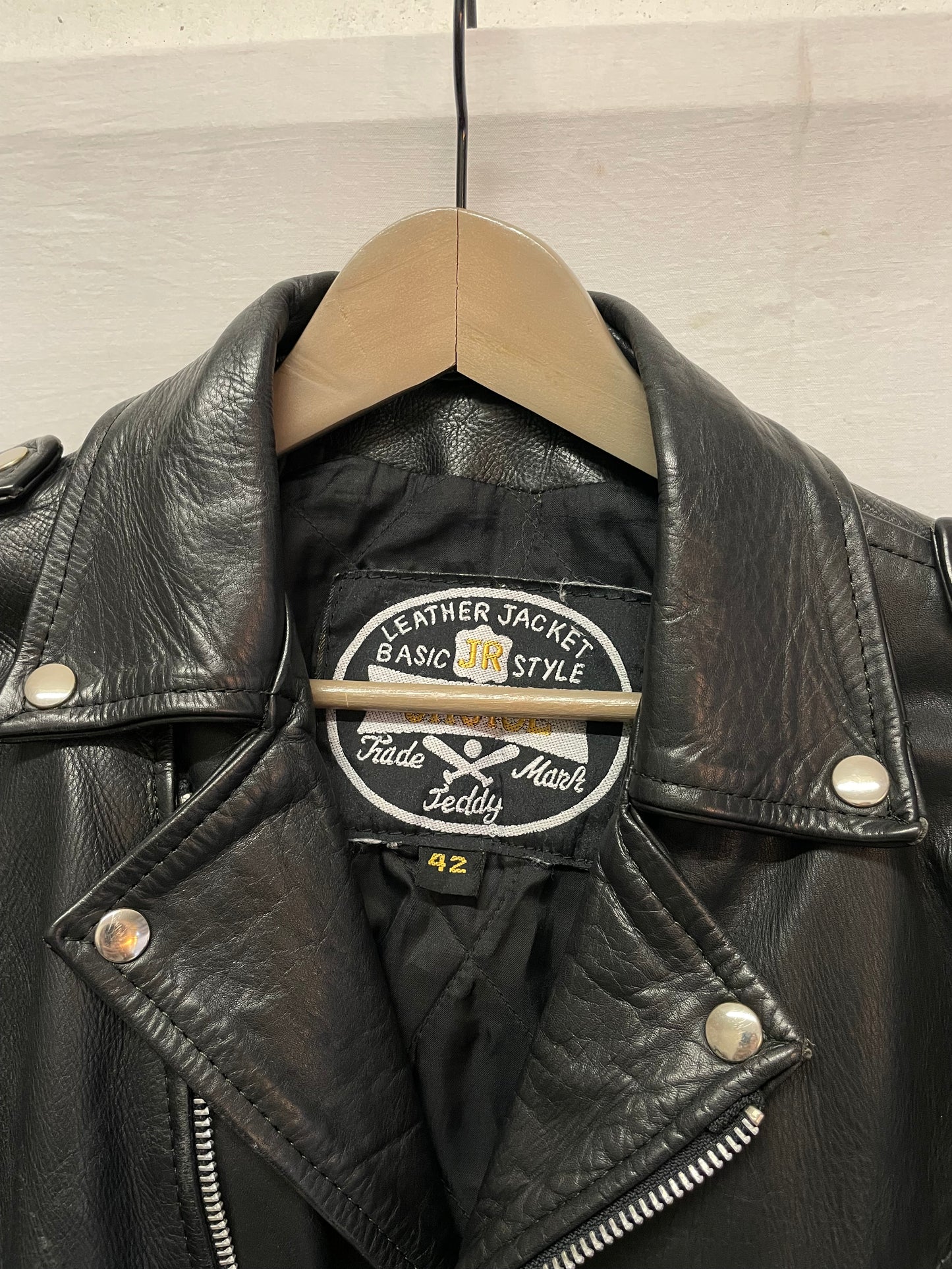 RARO chiodo vintage nero vera pelle in taglia piccola - XS uomo