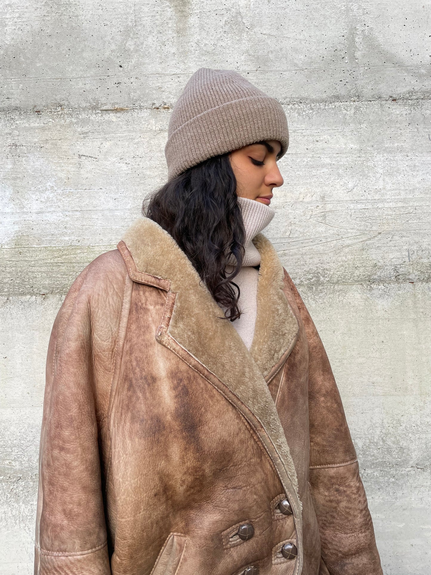 Montone donna originale Shearling 80s in nappa sfumata