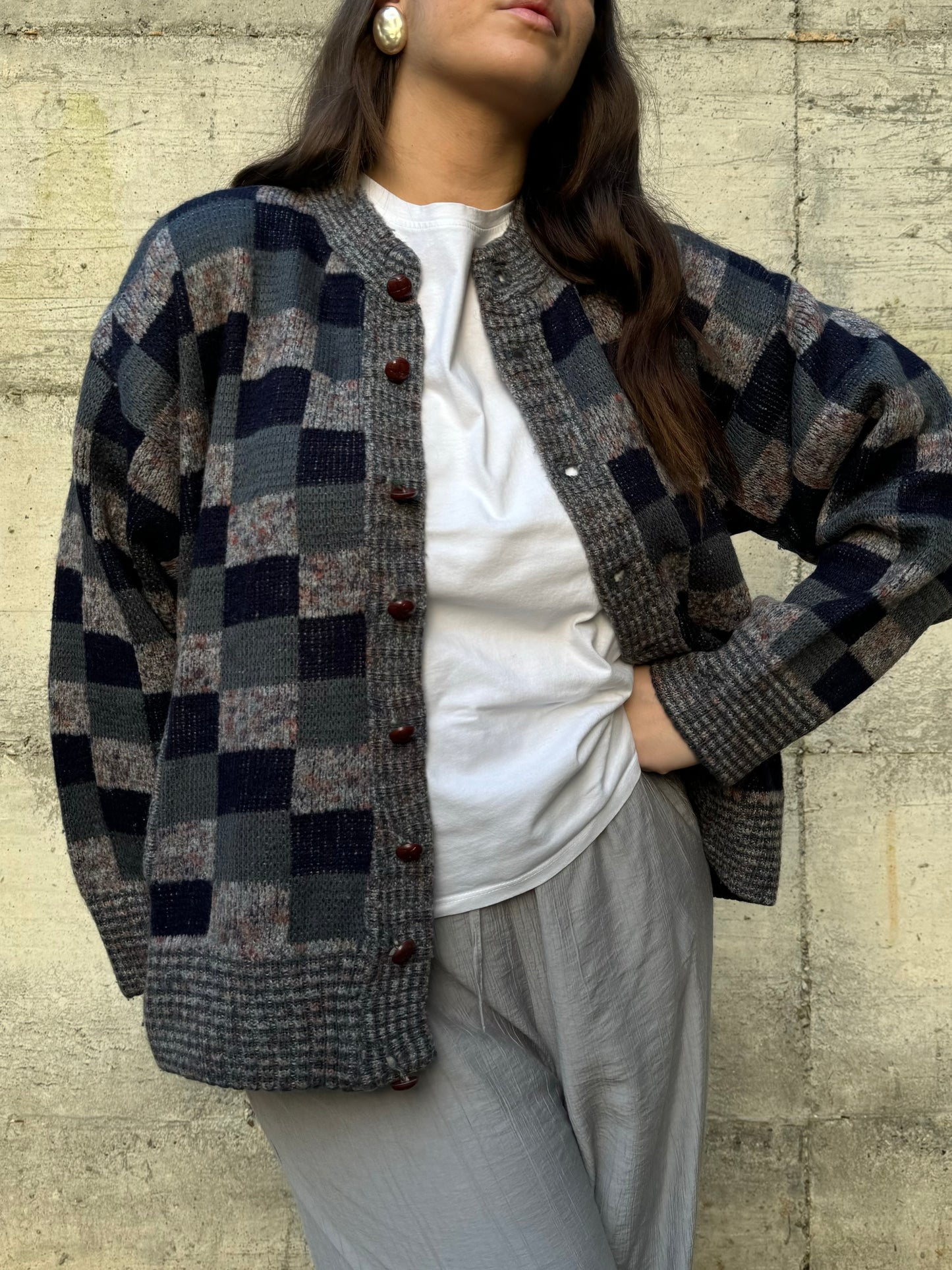 Cardigan girocollo sartoriale in lana