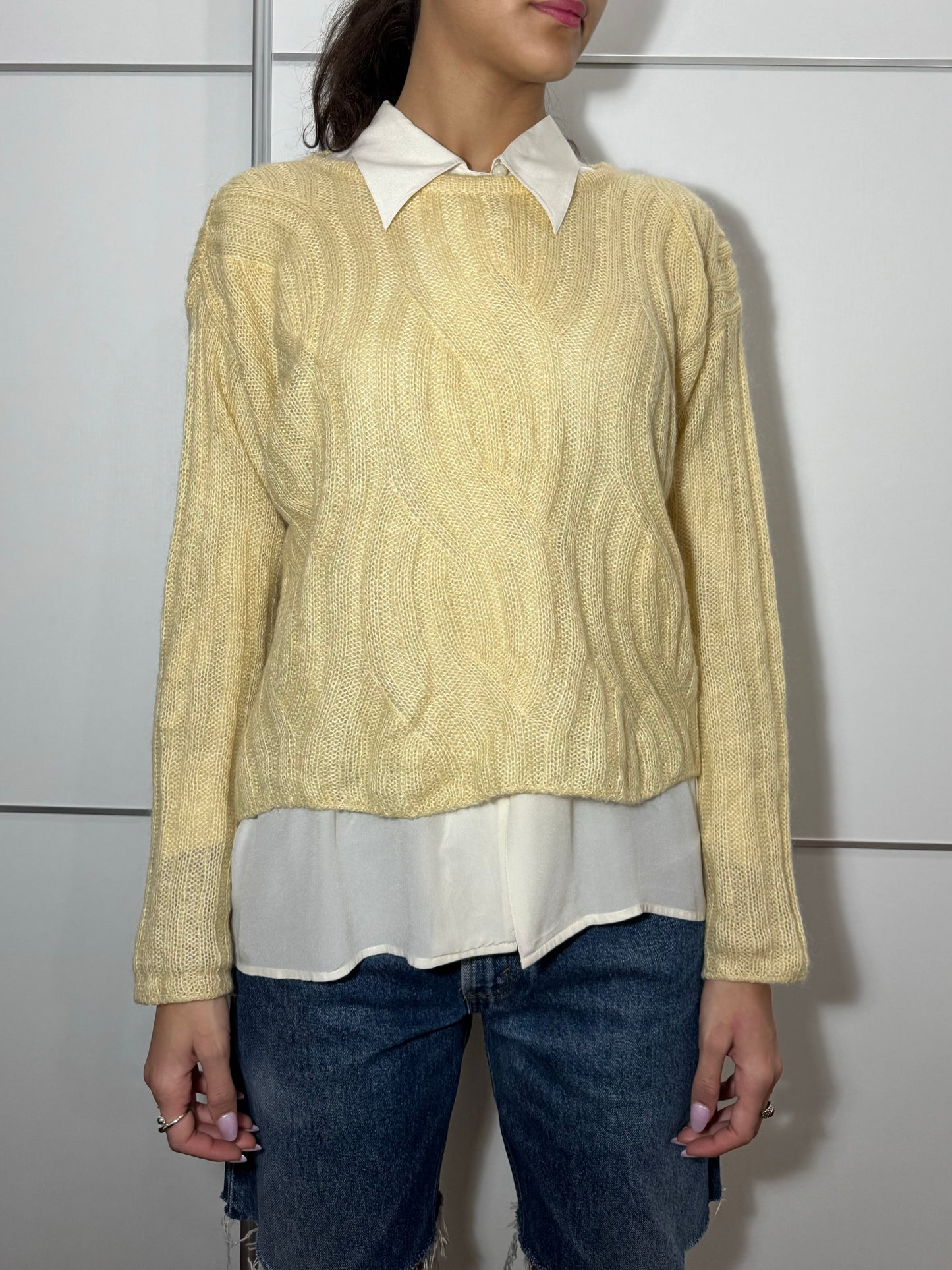 Maglioncino girocollo crochet in lana