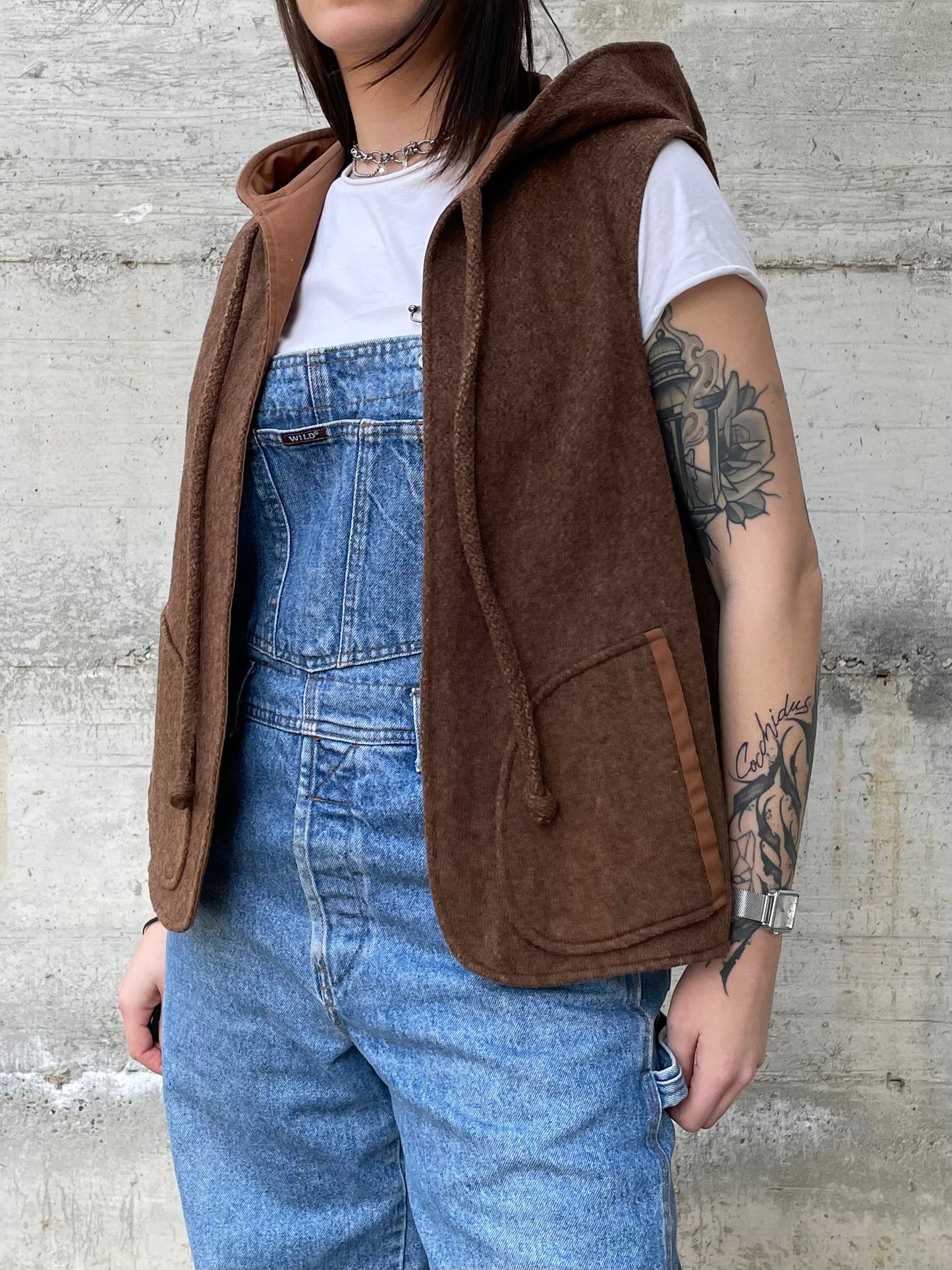 Gilet double face sartoriale con cappuccio