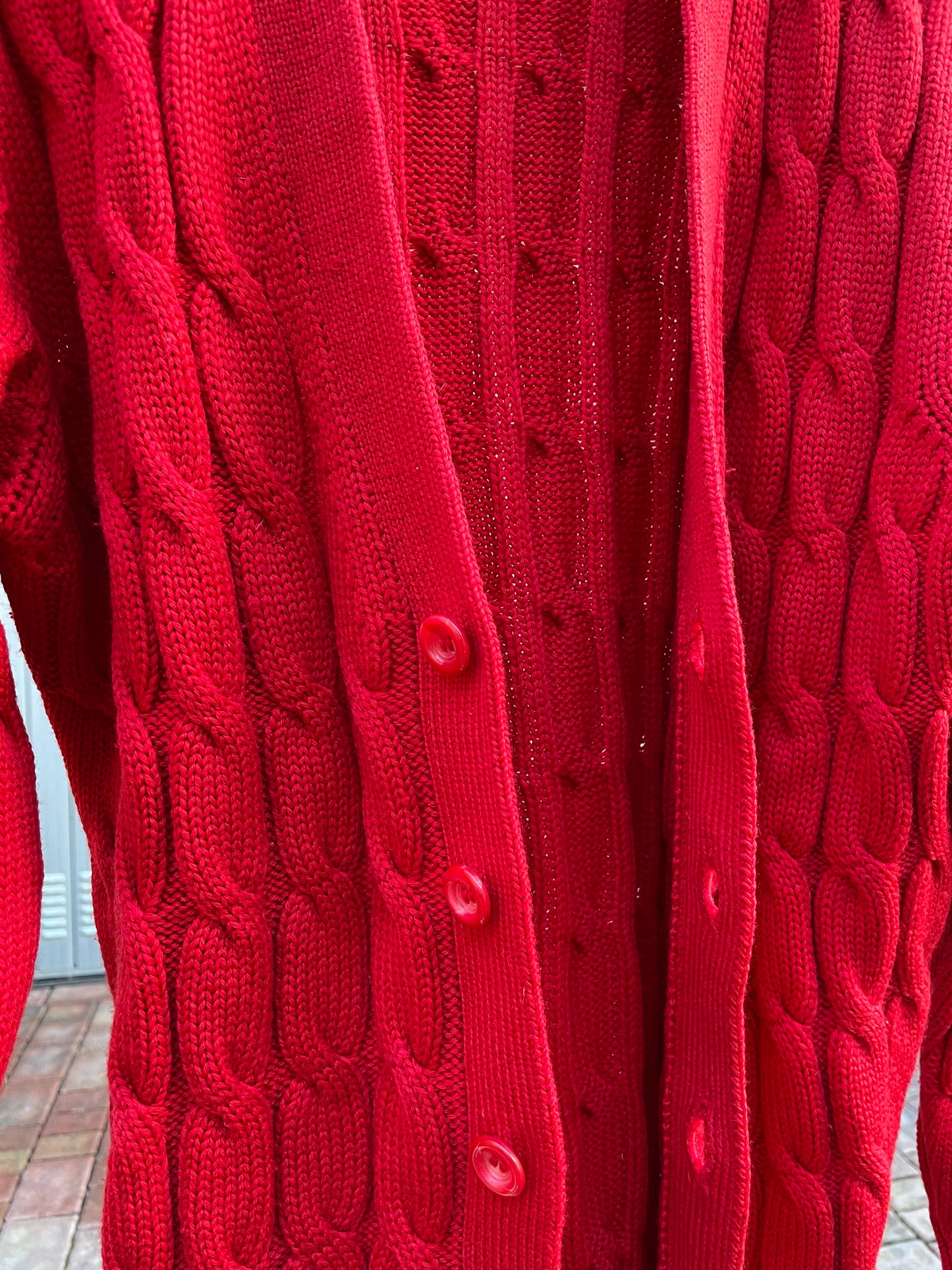 Cardigan sartoriale misto lana e cotone, rosso acceso - taglia M