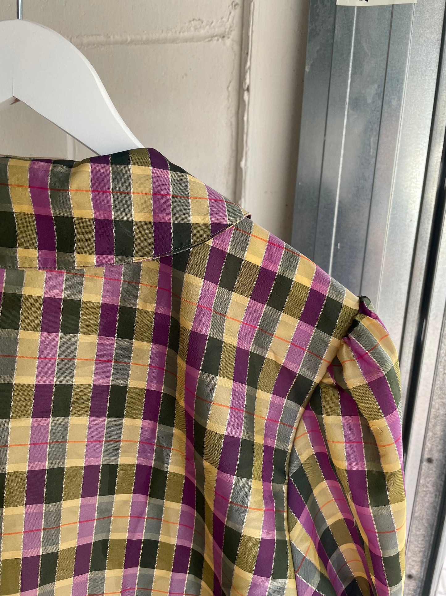 Blusa tartan con balze e filo di lurex - taglia 44