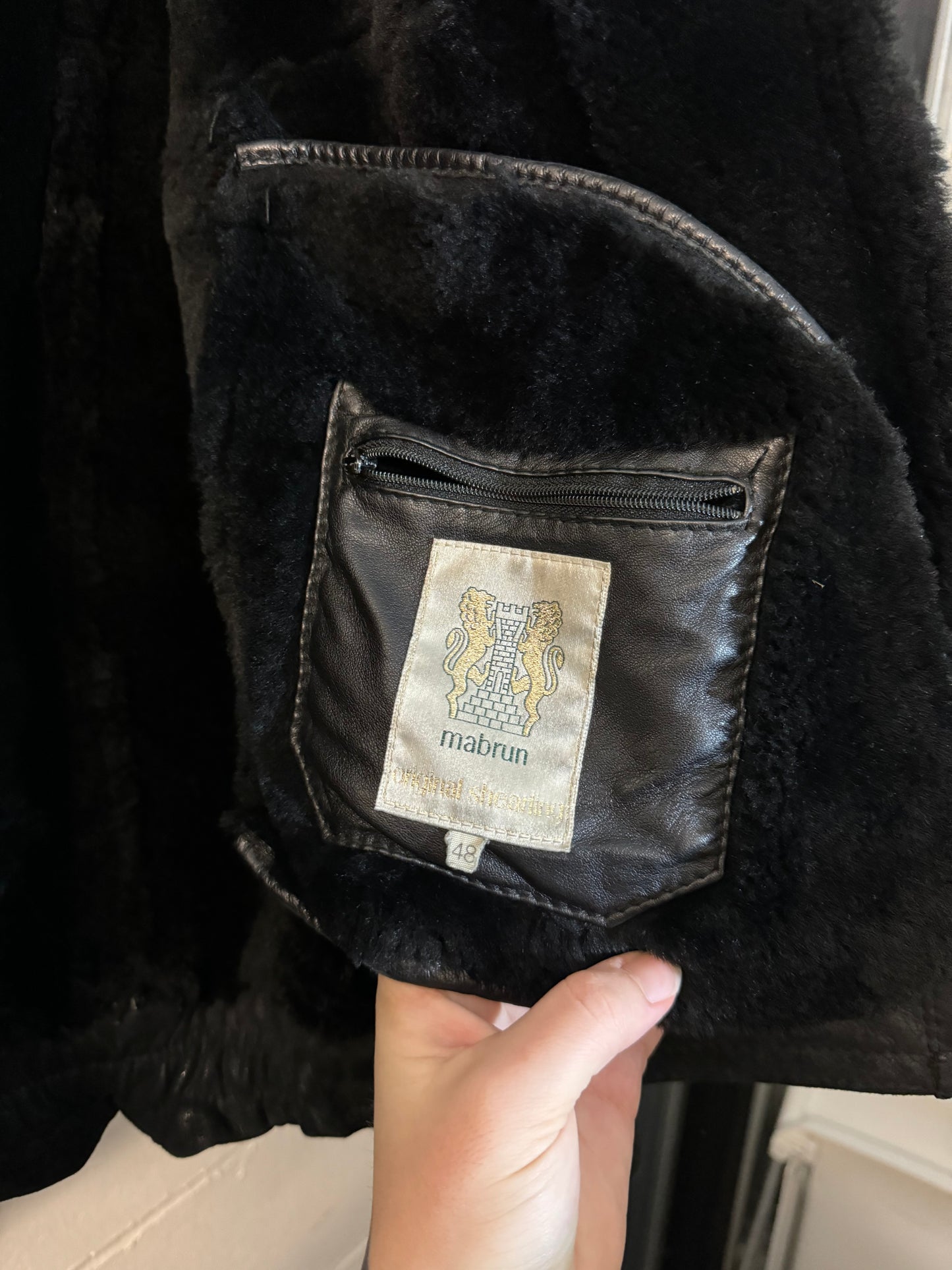 Bomber aviator Shearling nero taglia 48it uomo (S)