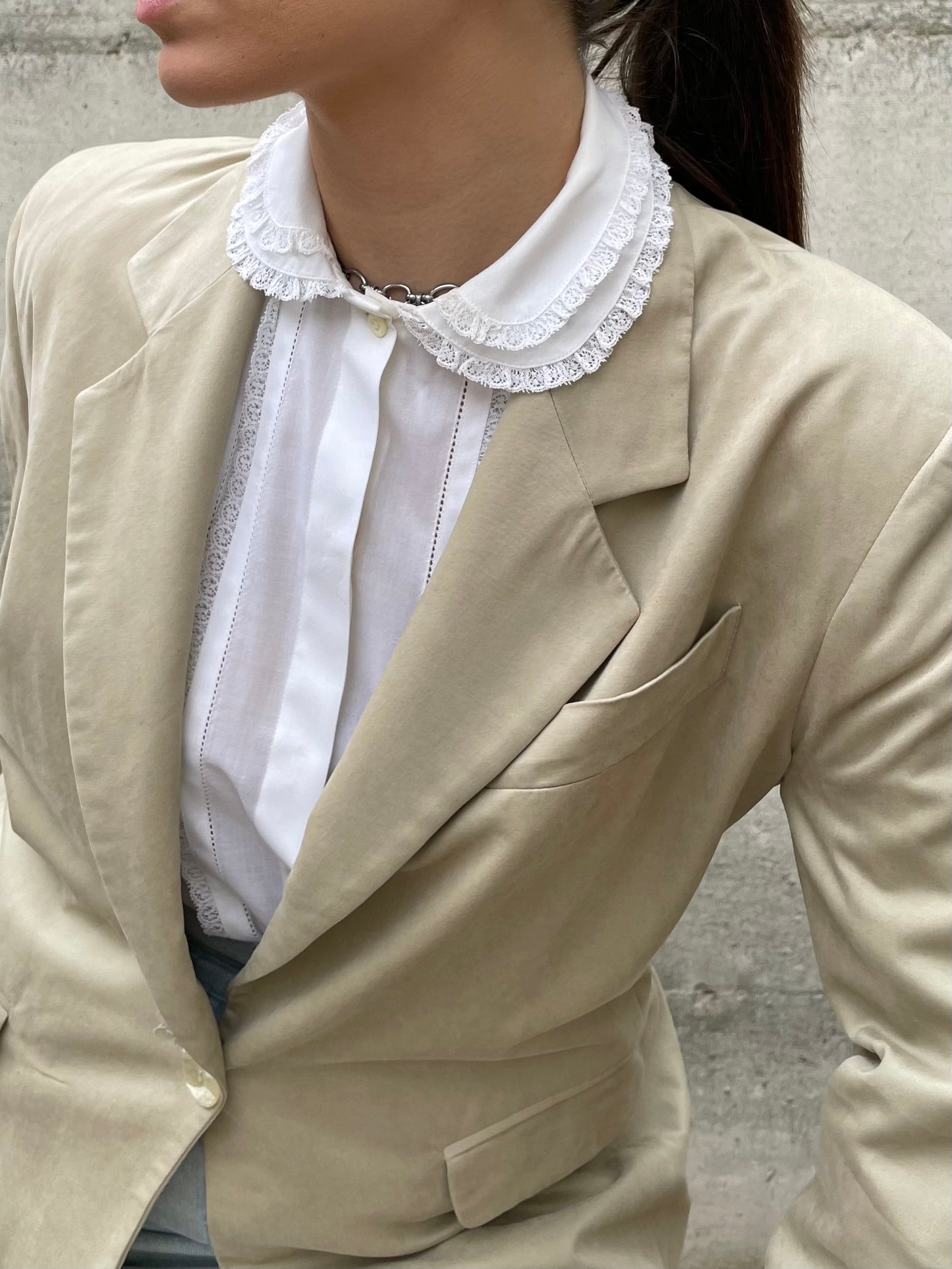 Blazer in seta cotta color sabbia - 42it