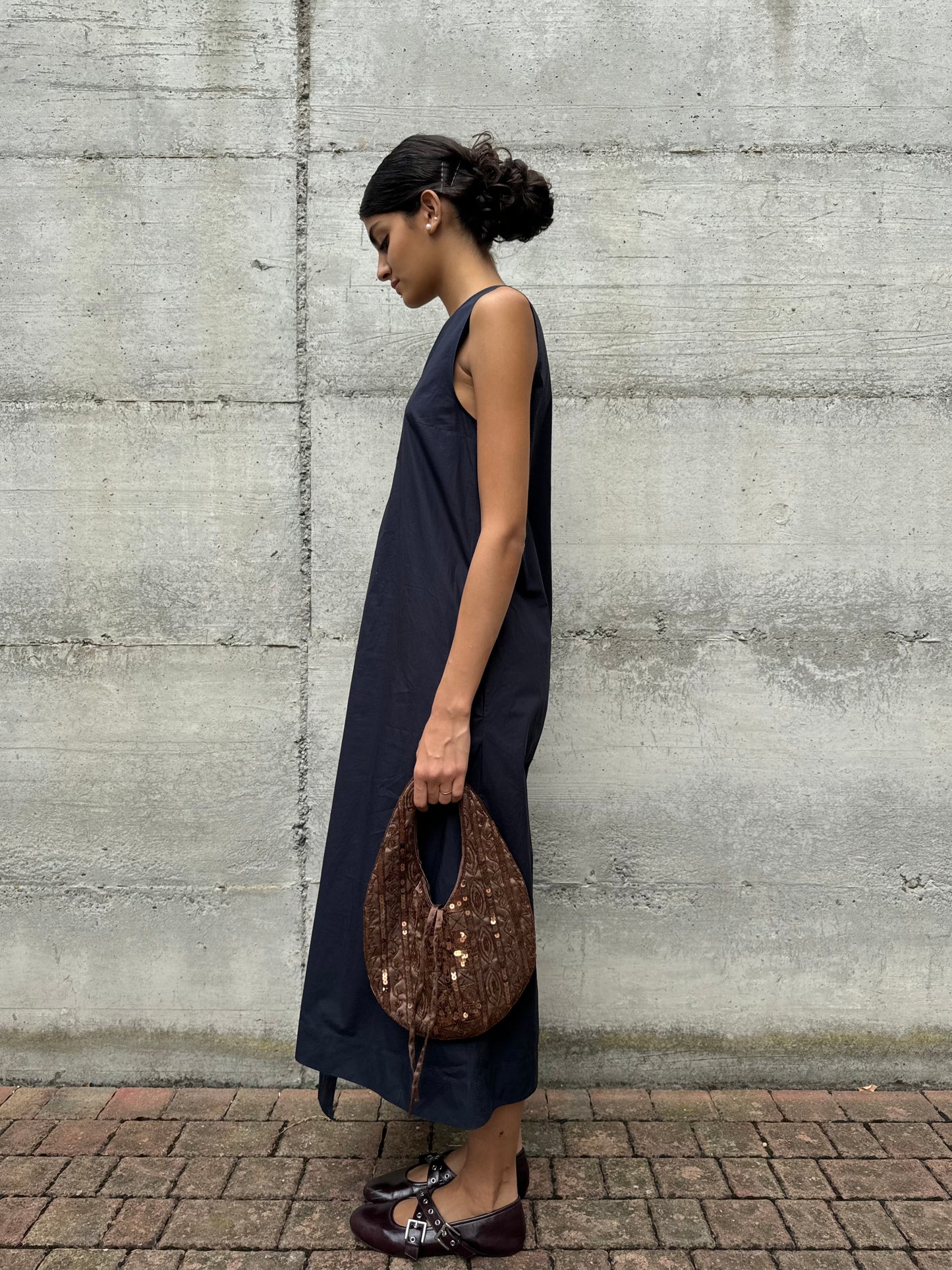 Maxi abito COS in cotone blu notte, taglia M