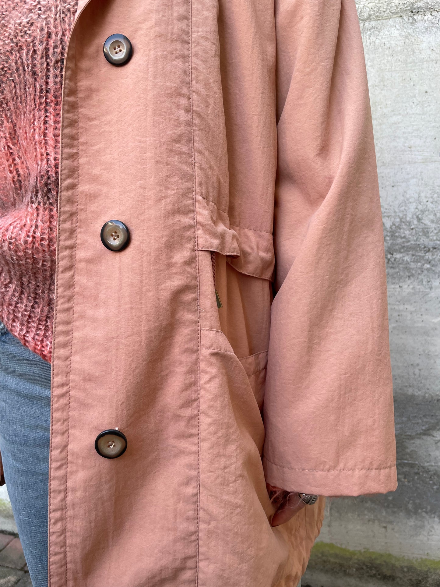 Giacca a vento foderata con coulisse rosa salmone