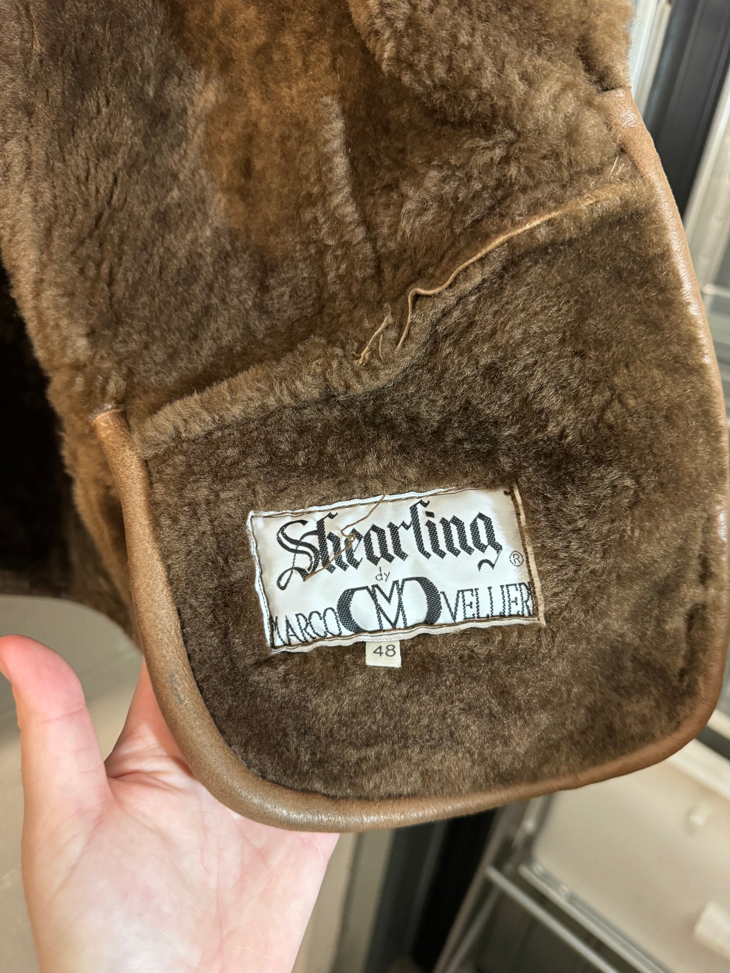 Montone Shearling cioccolato in nappa, a pelo raso, taglia 48it uomo (S/M)