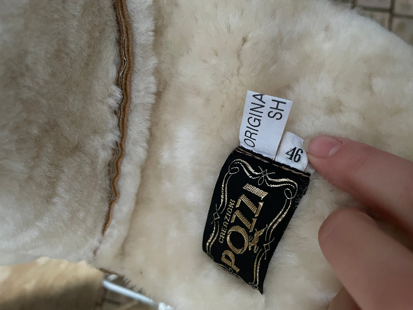 Montone originale Shearling in pelle caramello - taglia 46it donna