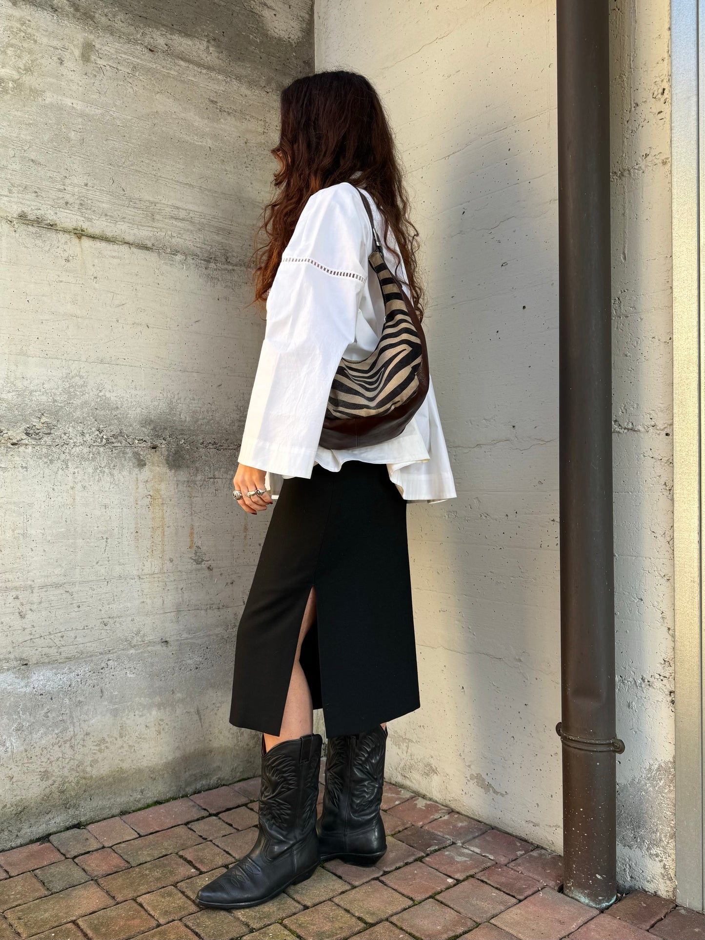 Gonna sartoriale midi a matita in misto lana e viscosa