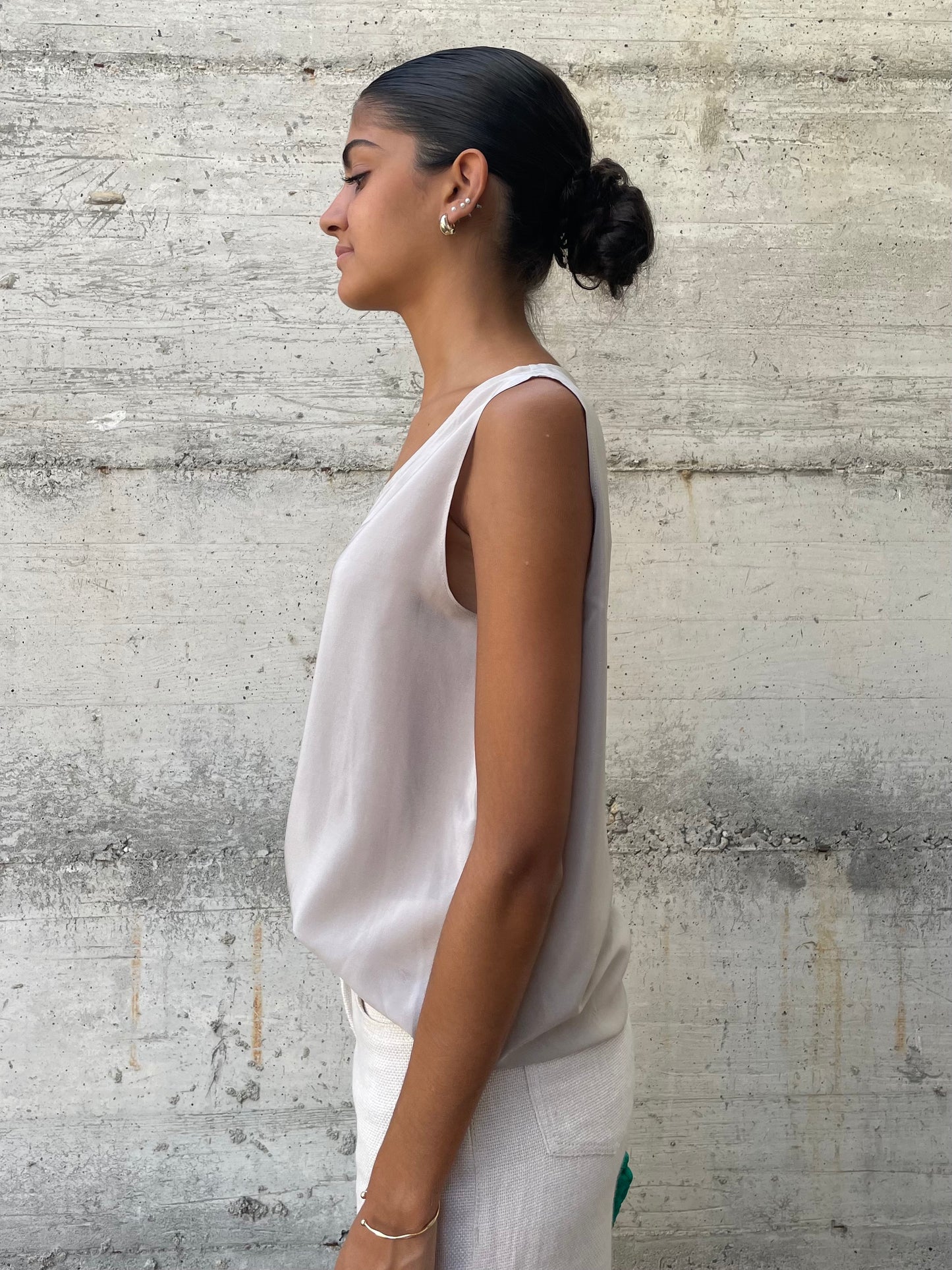 Top 100% seta beige - taglia M