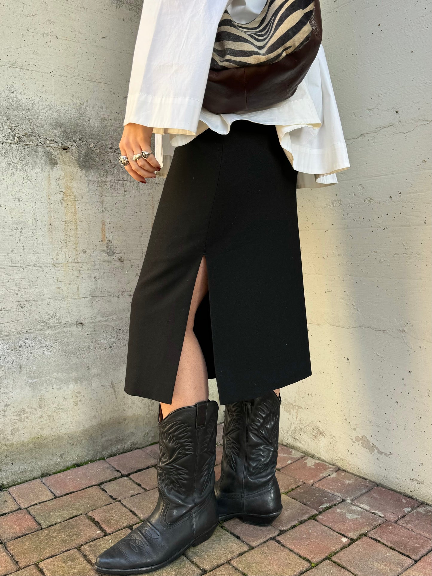 Gonna sartoriale midi a matita in misto lana e viscosa